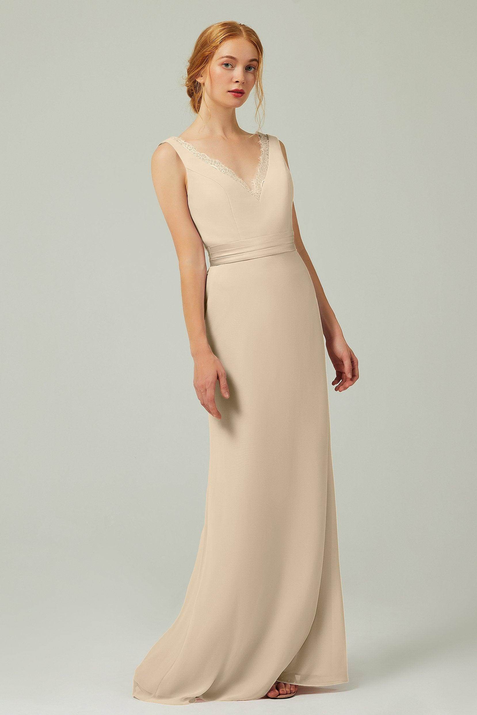 Sheath-Column Floor Length Chiffon Bridesmaid Dress CB0320