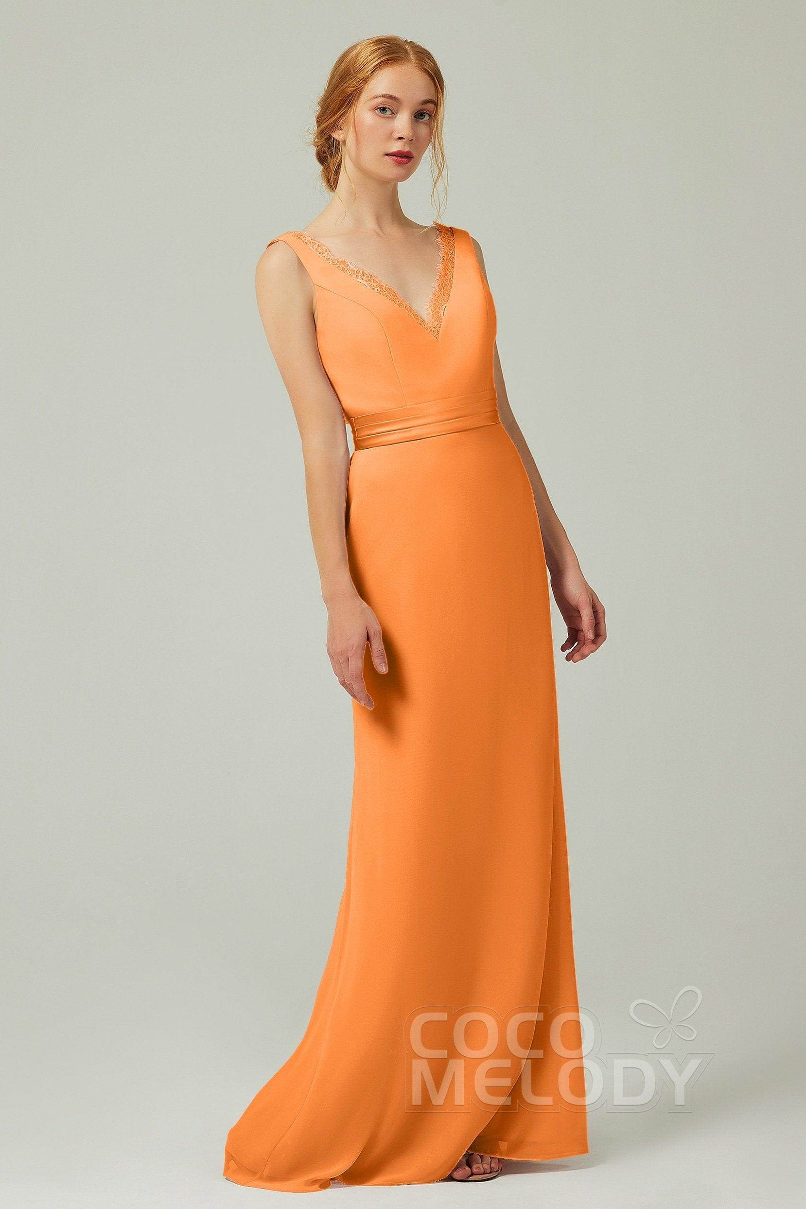 Sheath-Column Floor Length Chiffon Bridesmaid Dress CB0320