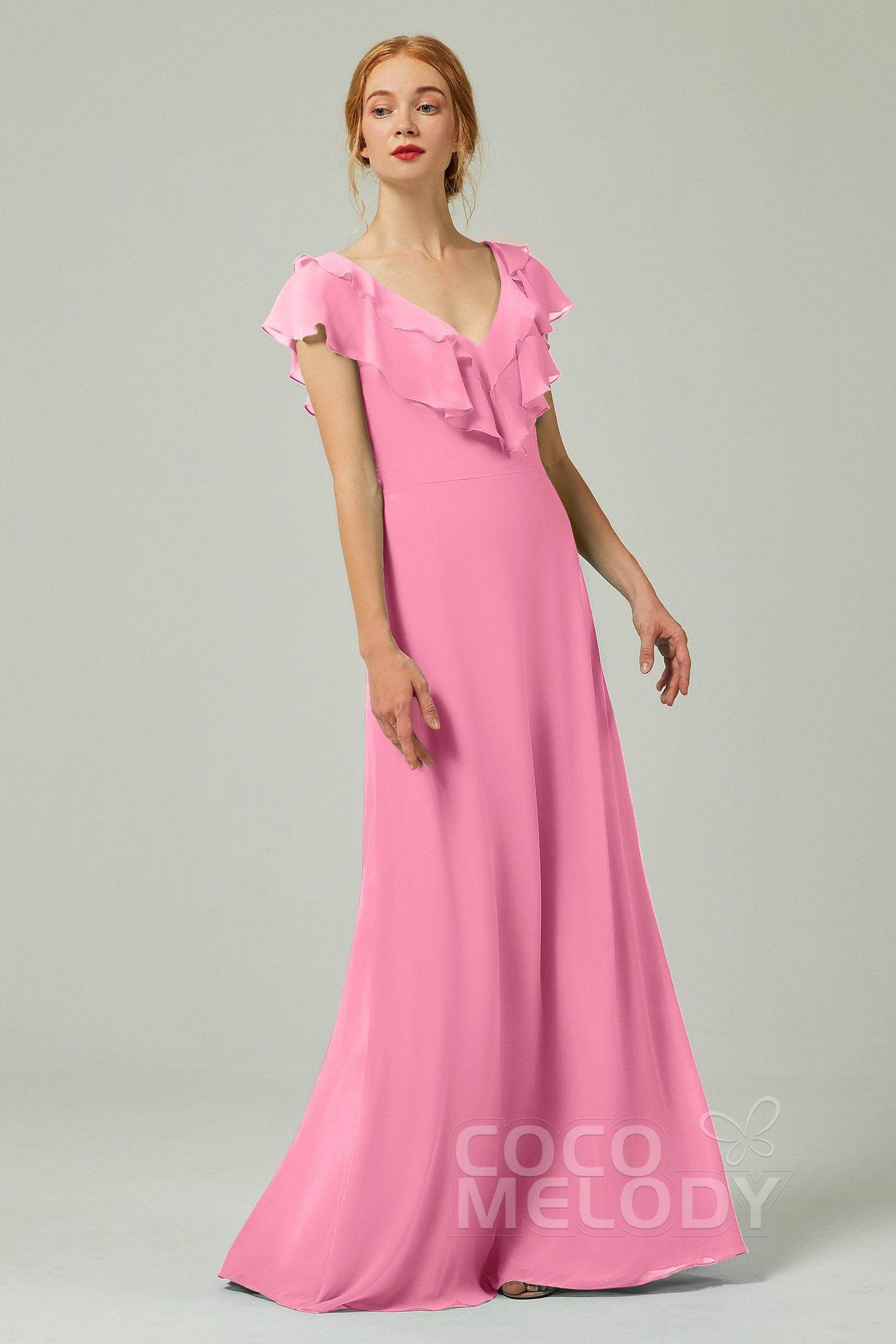 A-Line Floor Length Chiffon Bridesmaid Dress CB0323