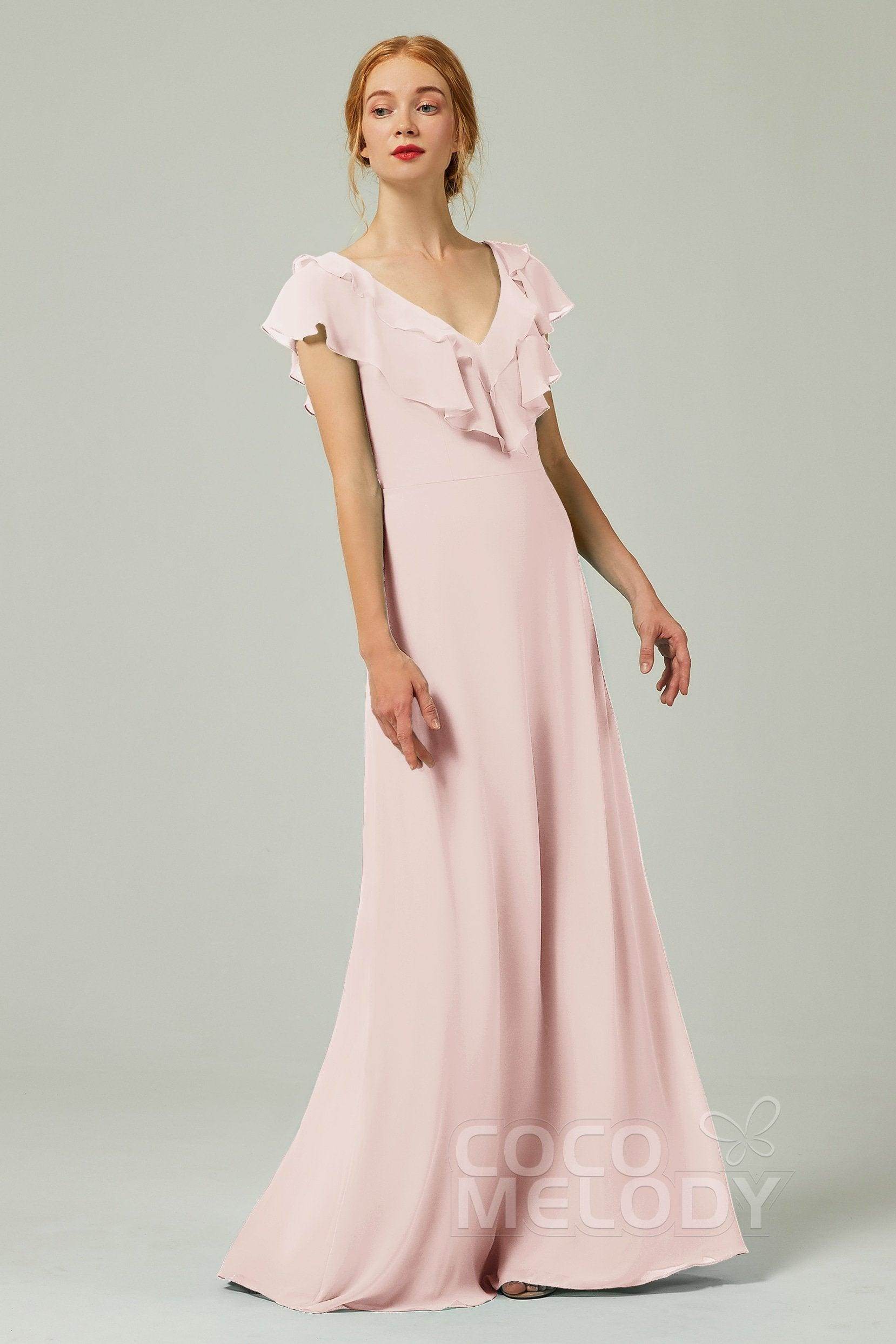 A-Line Floor Length Chiffon Bridesmaid Dress CB0323