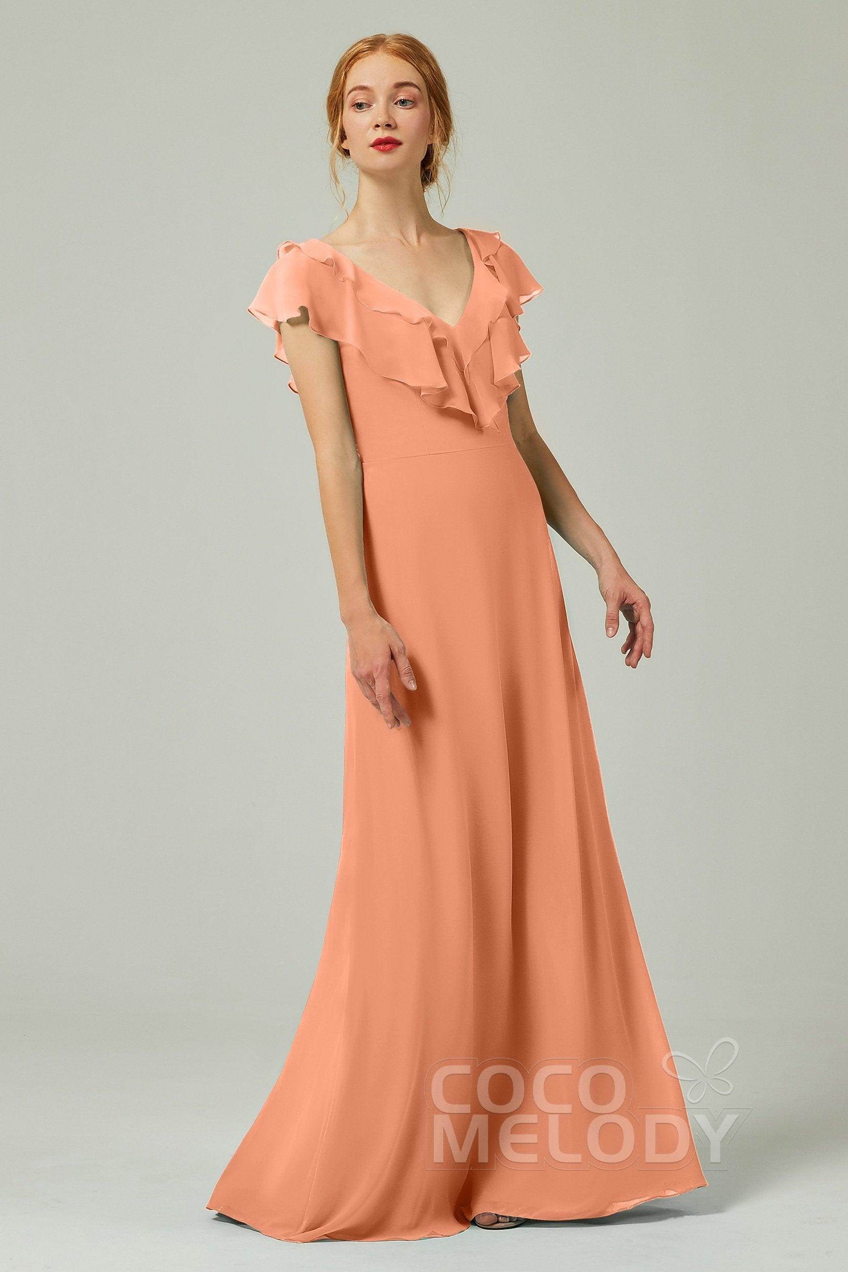 A-Line Floor Length Chiffon Bridesmaid Dress CB0323