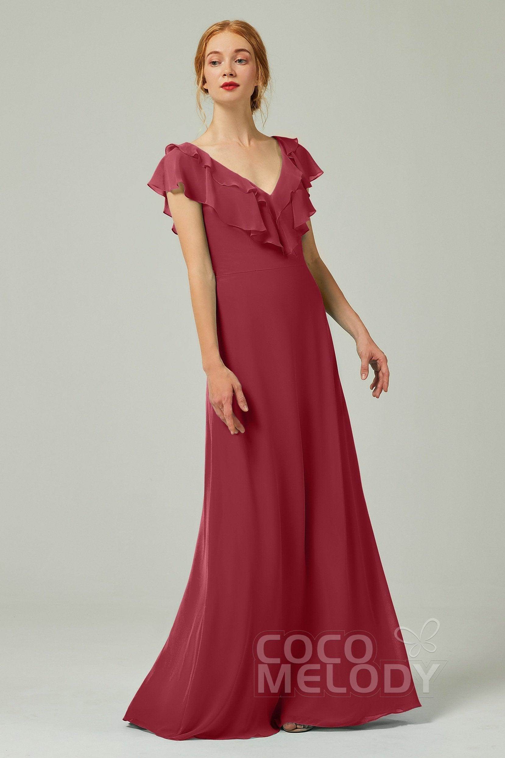 A-Line Floor Length Chiffon Bridesmaid Dress CB0323