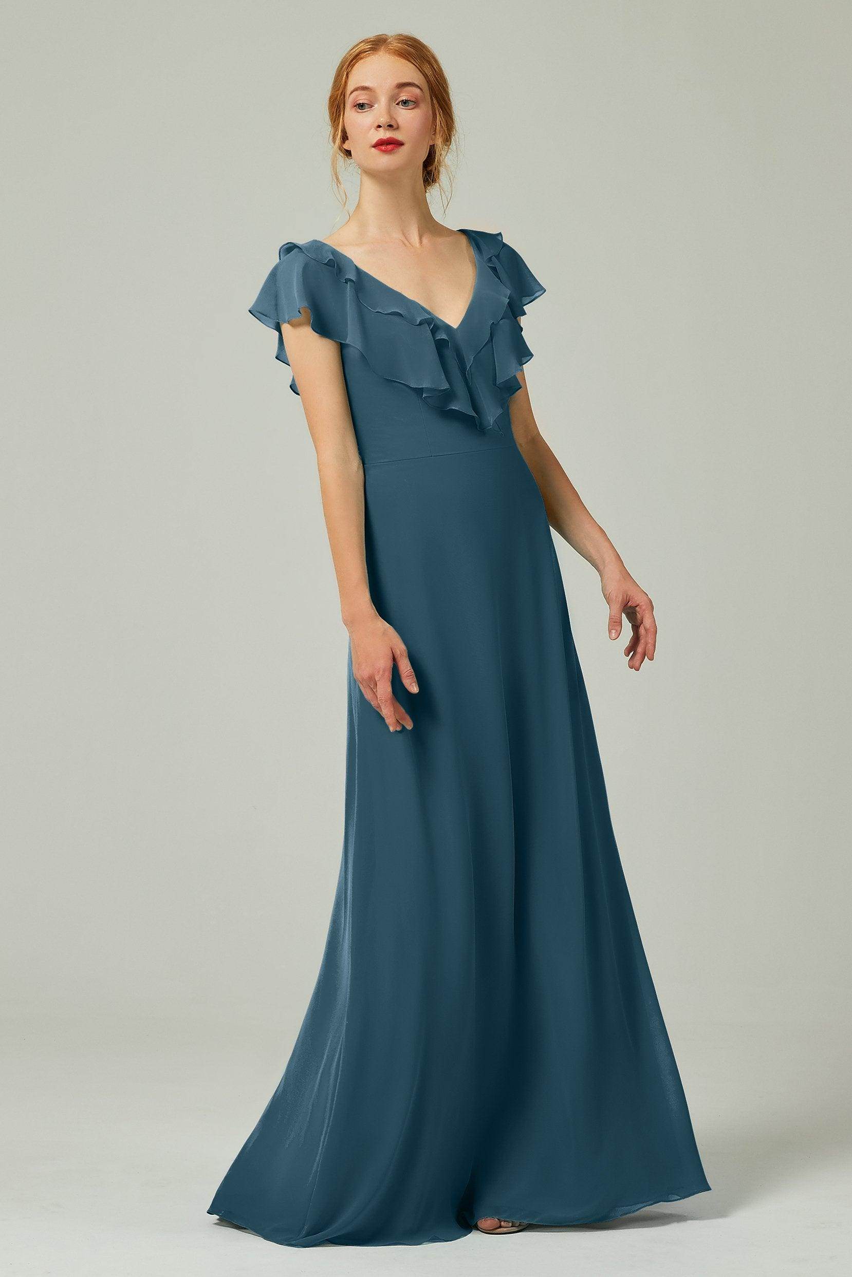 A-Line Floor Length Chiffon Bridesmaid Dress CB0323