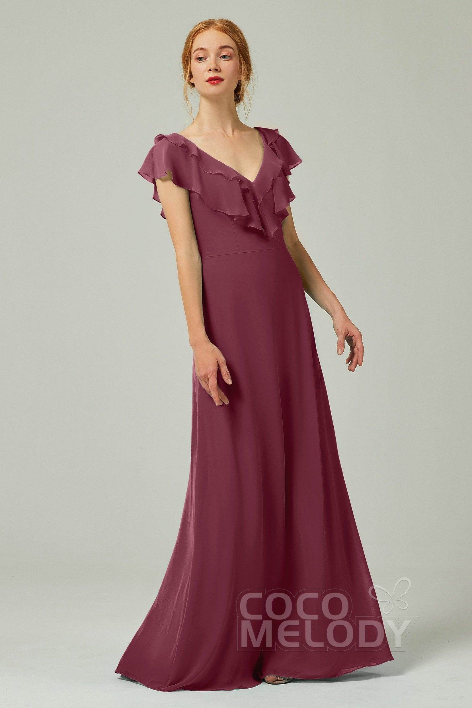 A-Line Floor Length Chiffon Bridesmaid Dress CB0323