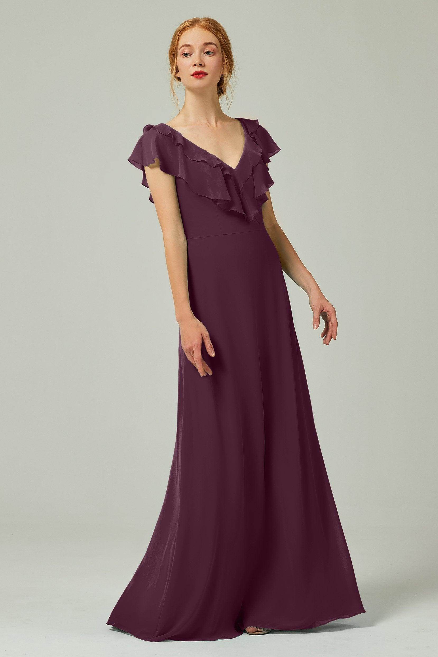 A-Line Floor Length Chiffon Bridesmaid Dress CB0323