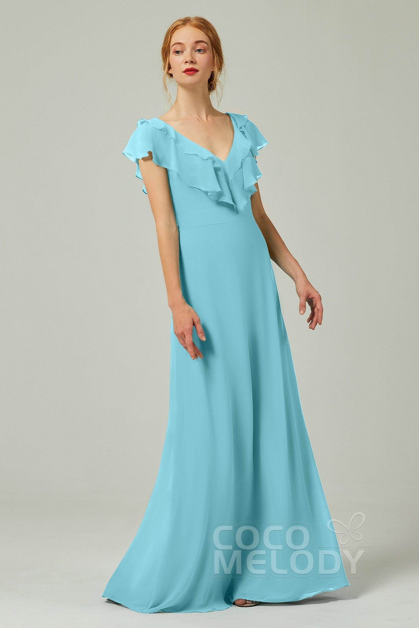 A-Line Floor Length Chiffon Bridesmaid Dress CB0323