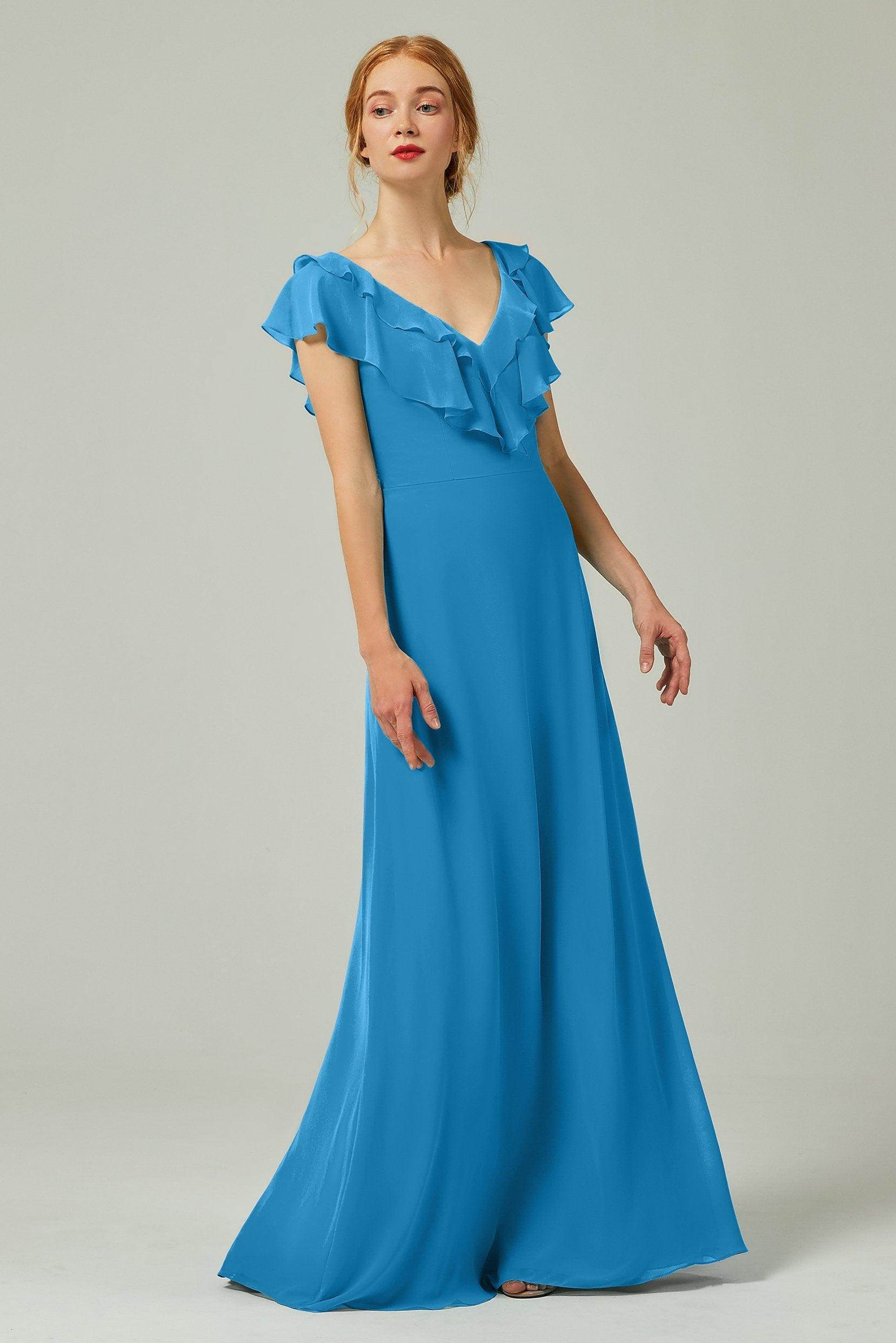 A-Line Floor Length Chiffon Bridesmaid Dress CB0323