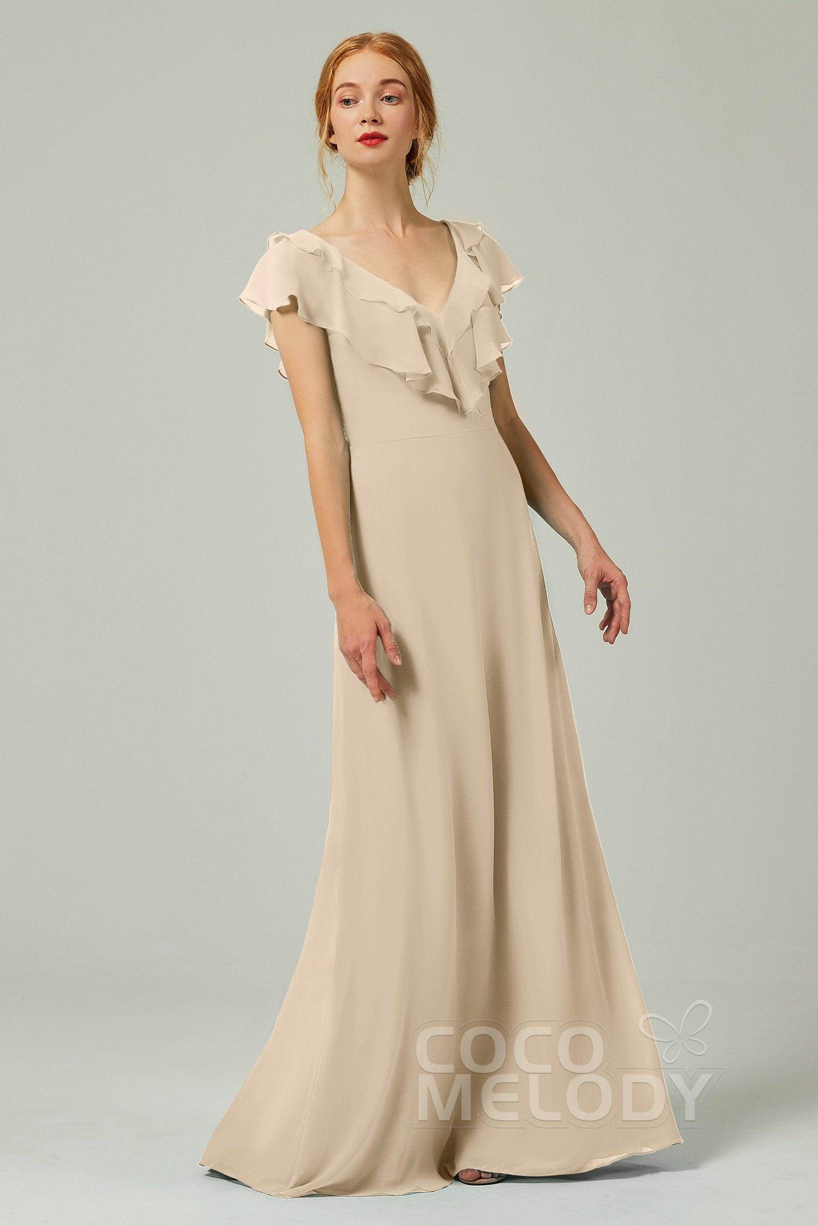 A-Line Floor Length Chiffon Bridesmaid Dress CB0323