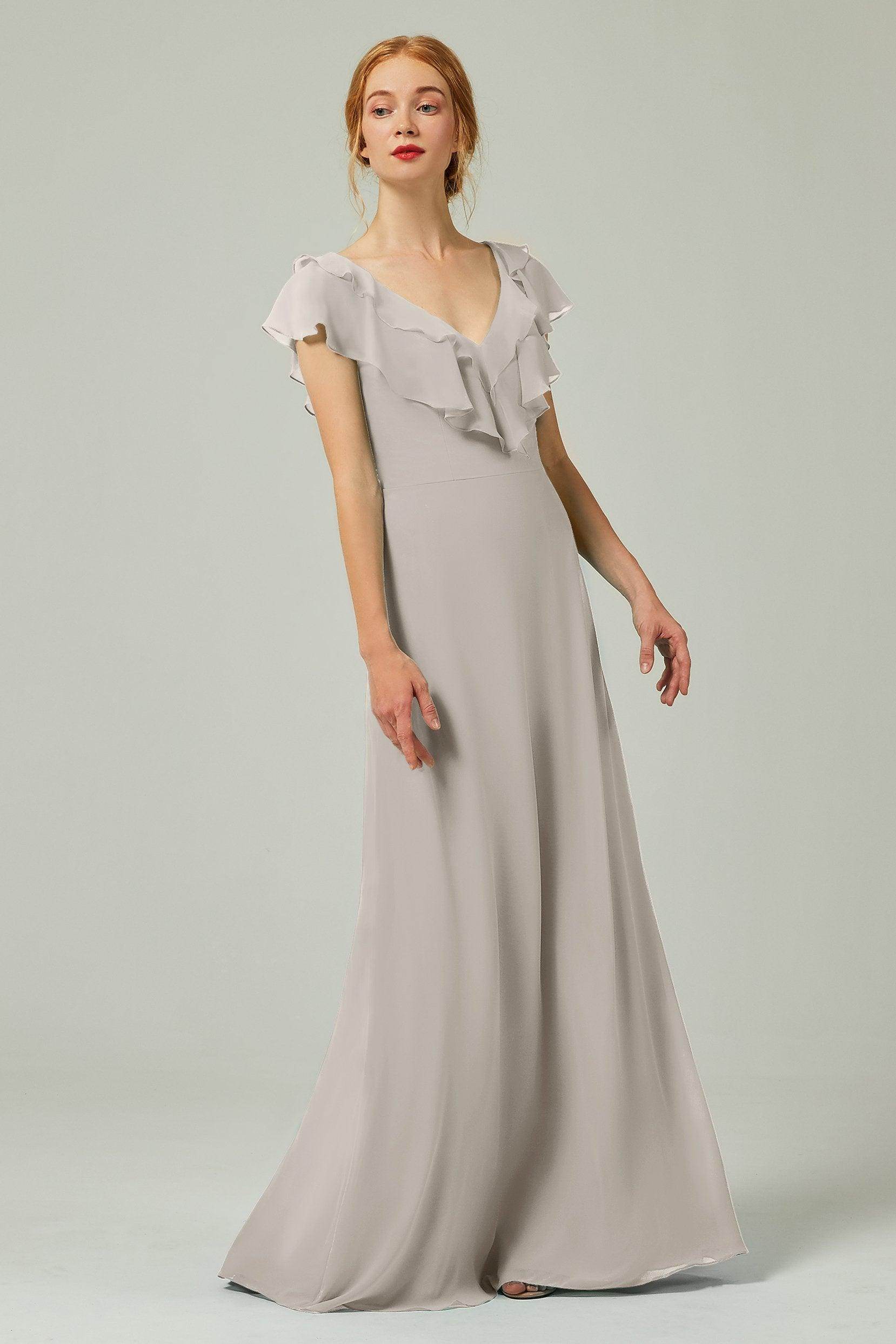 A-Line Floor Length Chiffon Bridesmaid Dress CB0323