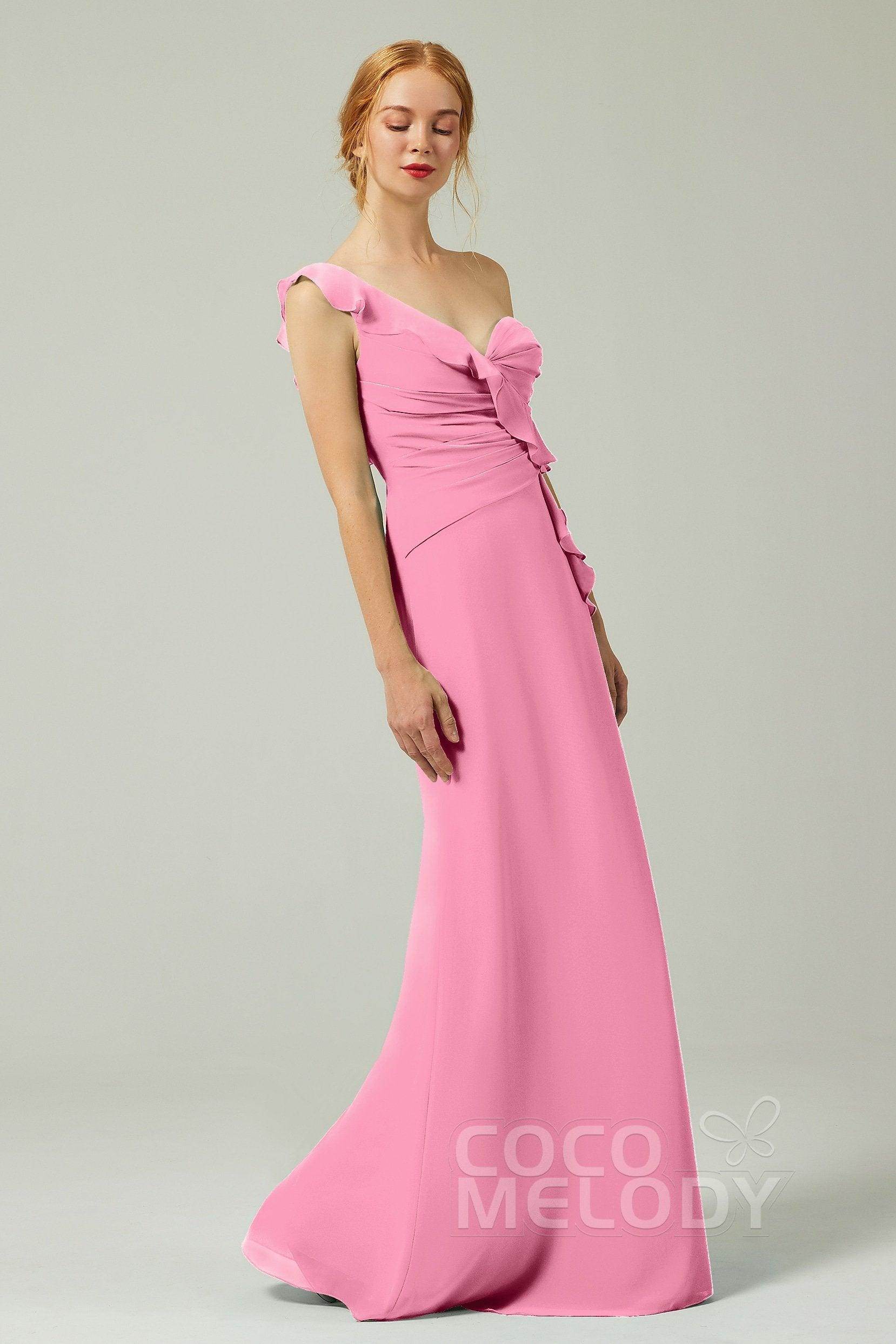 Sheath-Column Floor Length Chiffon Bridesmaid Dress CB0324