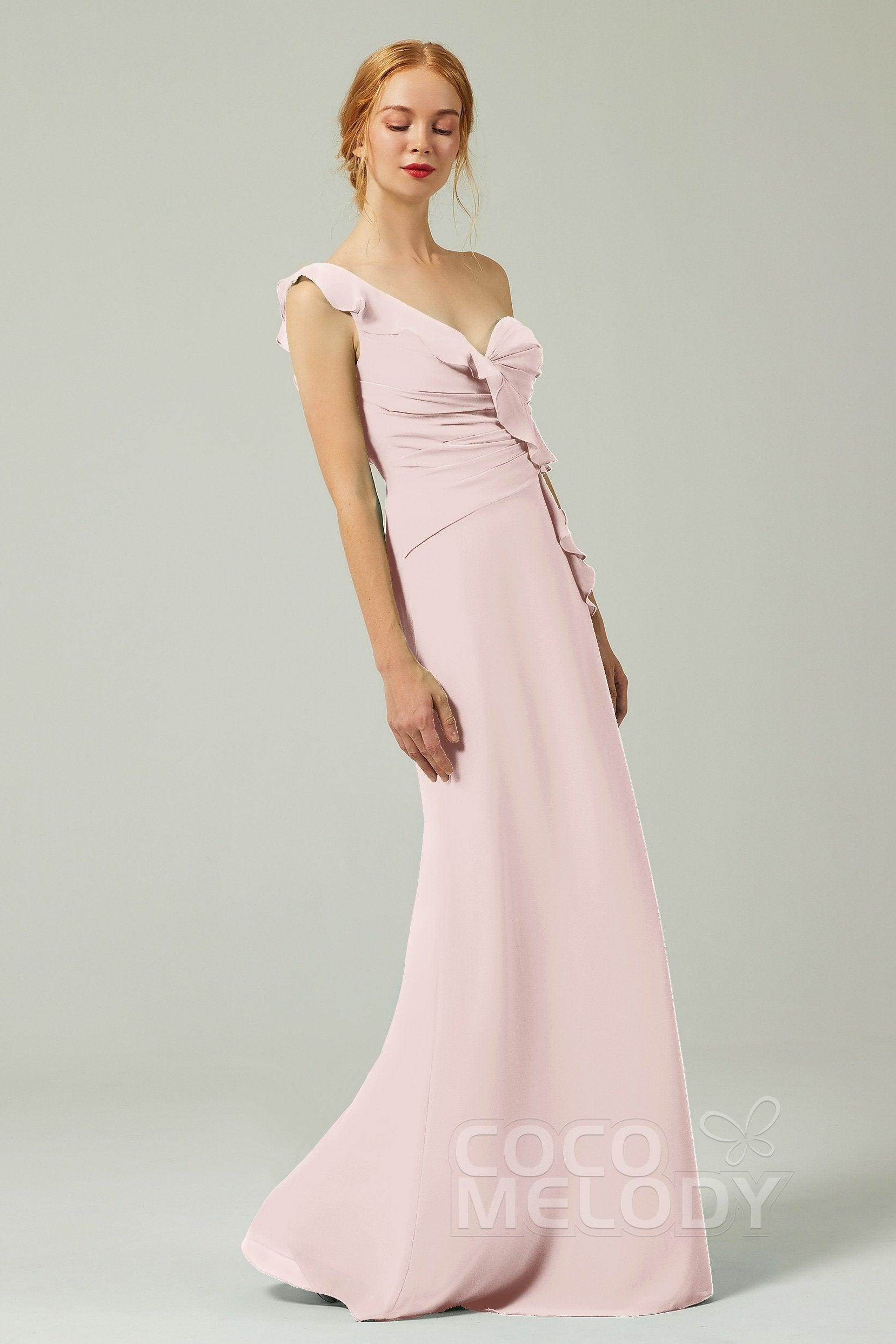 Sheath-Column Floor Length Chiffon Bridesmaid Dress CB0324