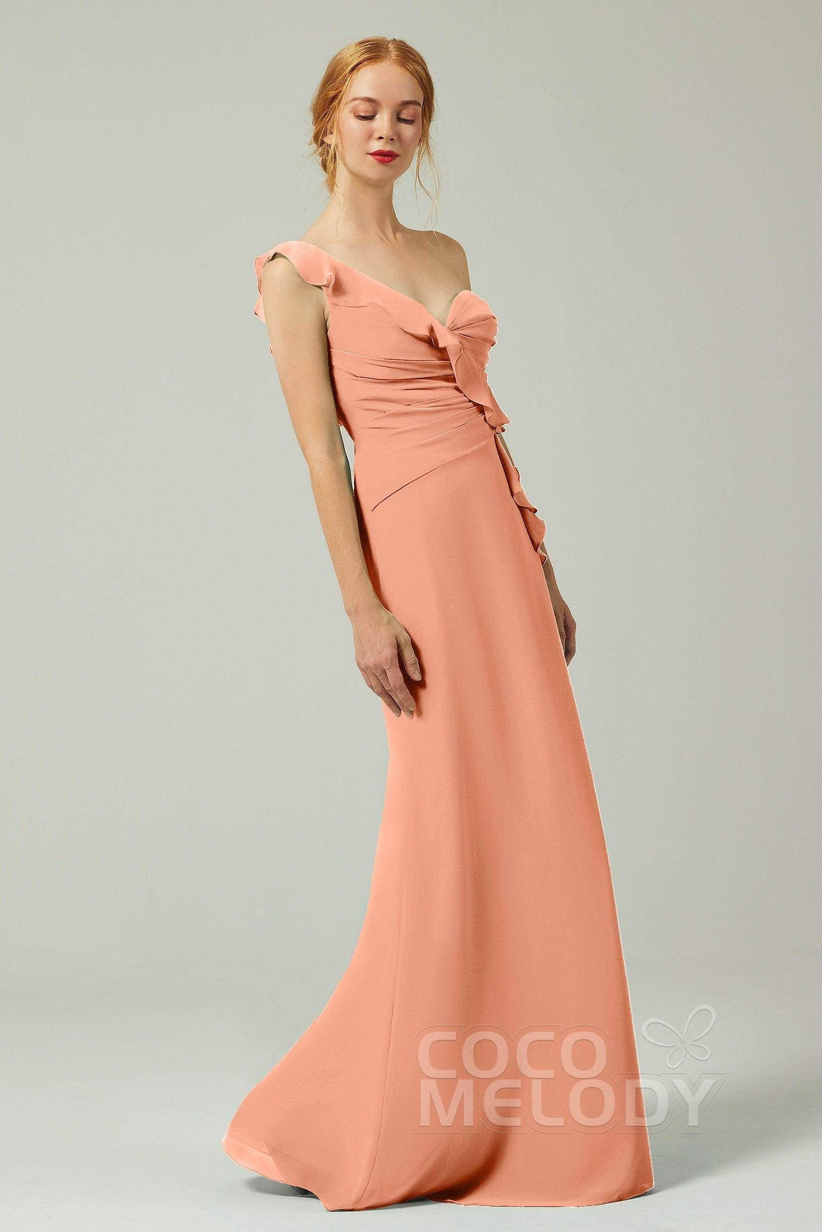 Sheath-Column Floor Length Chiffon Bridesmaid Dress CB0324