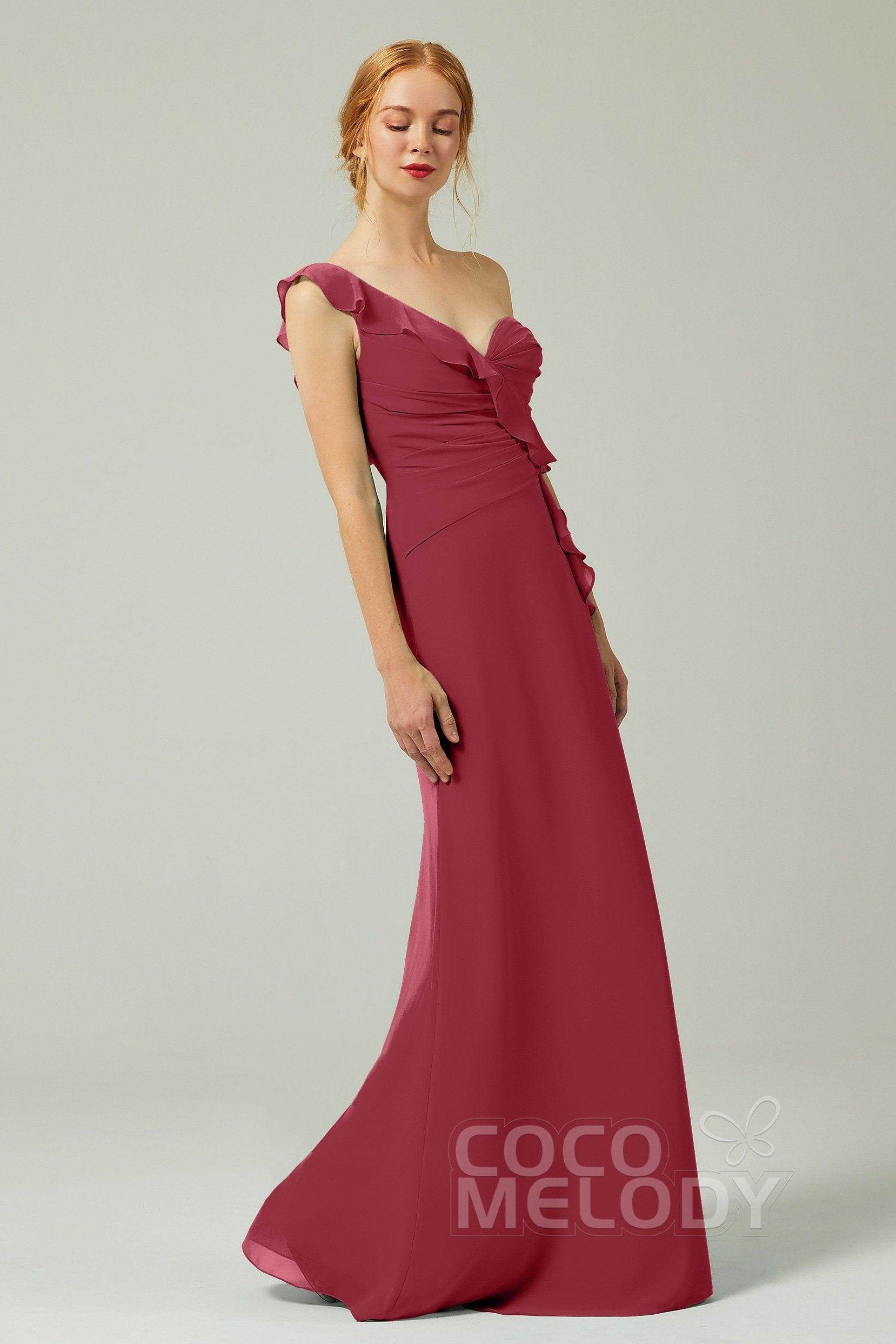 Sheath-Column Floor Length Chiffon Bridesmaid Dress CB0324