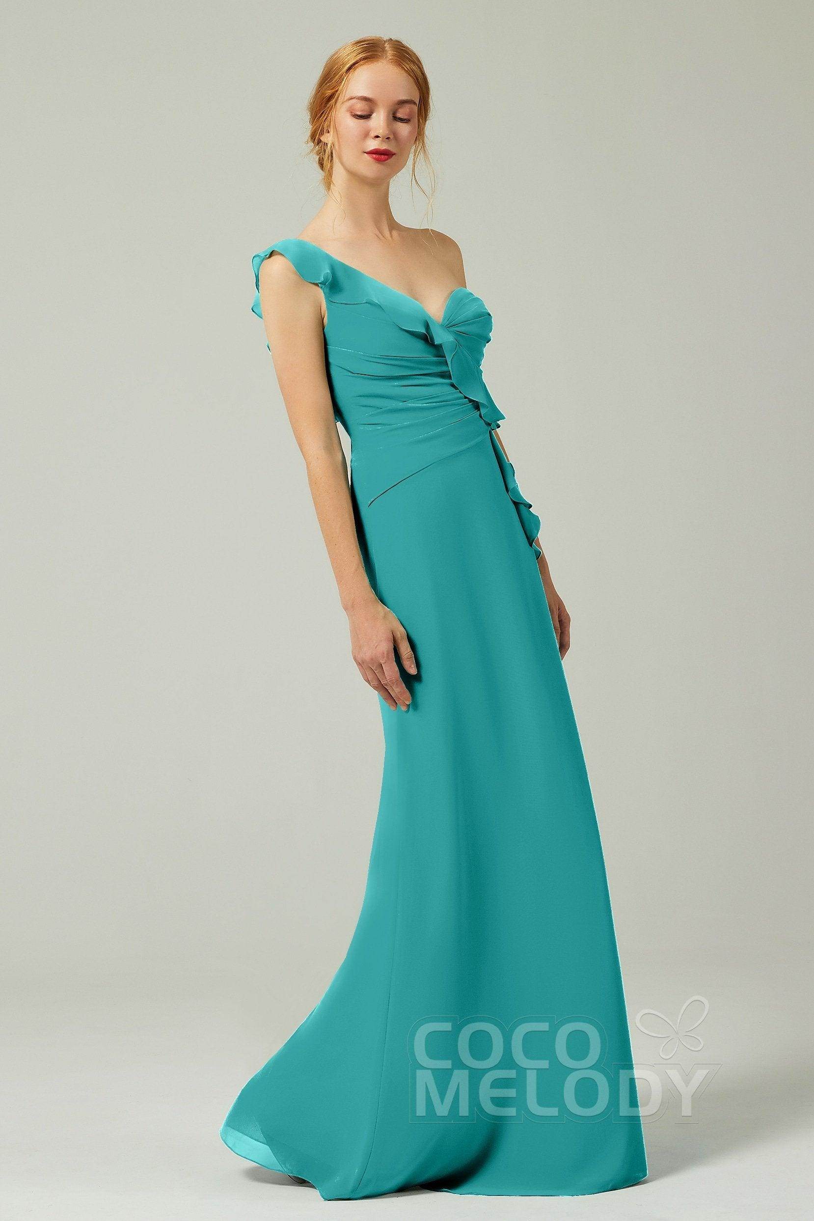 Sheath-Column Floor Length Chiffon Bridesmaid Dress CB0324