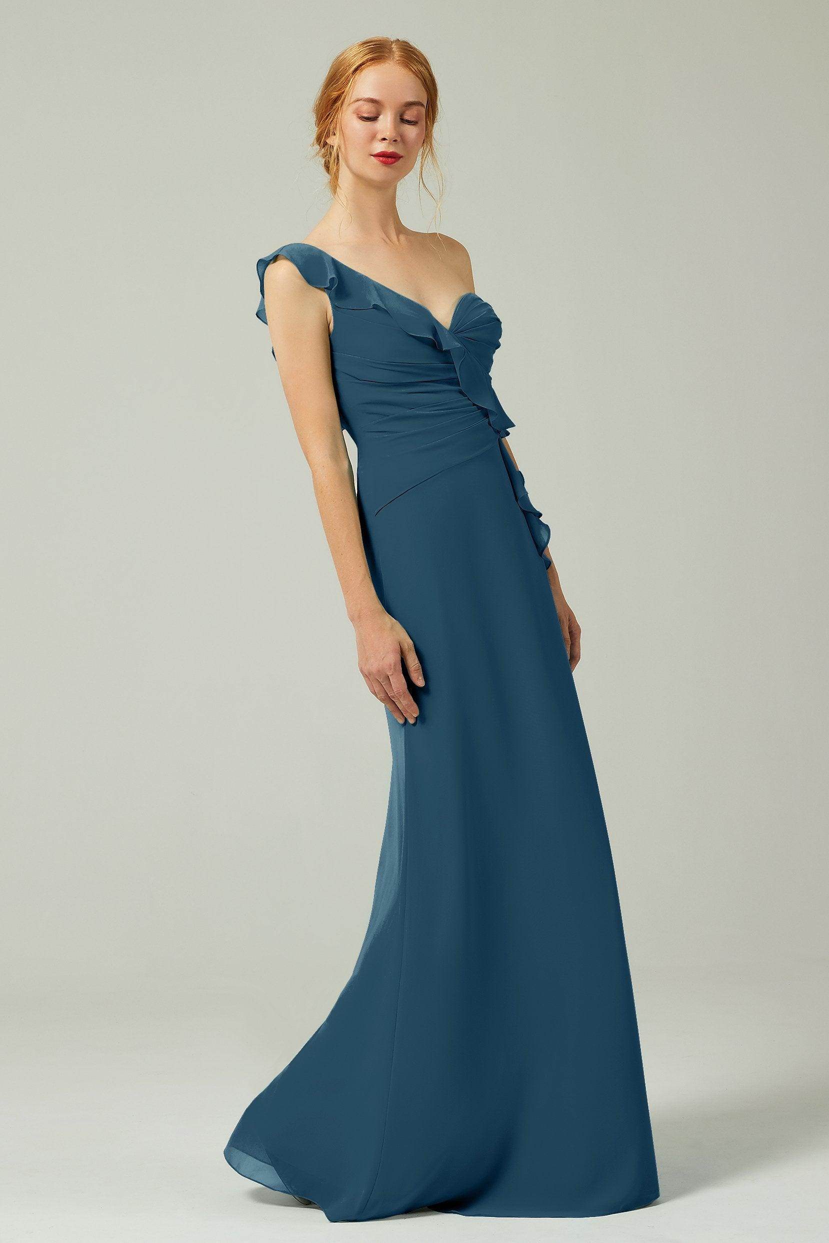 Sheath-Column Floor Length Chiffon Bridesmaid Dress CB0324