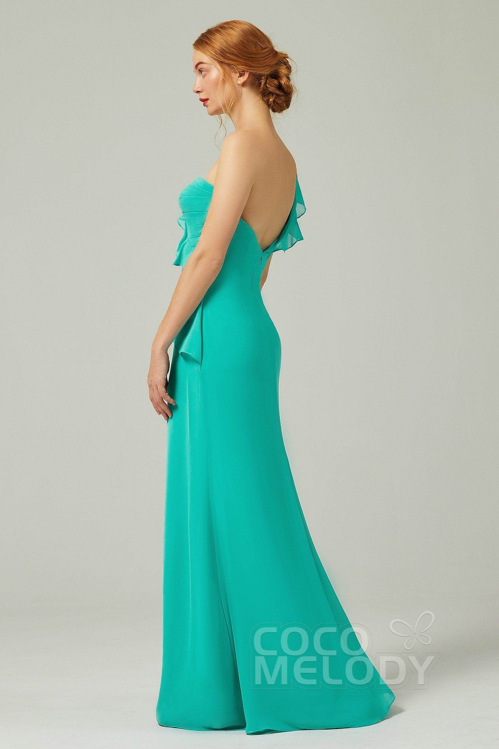 Sheath-Column Floor Length Chiffon Bridesmaid Dress CB0324