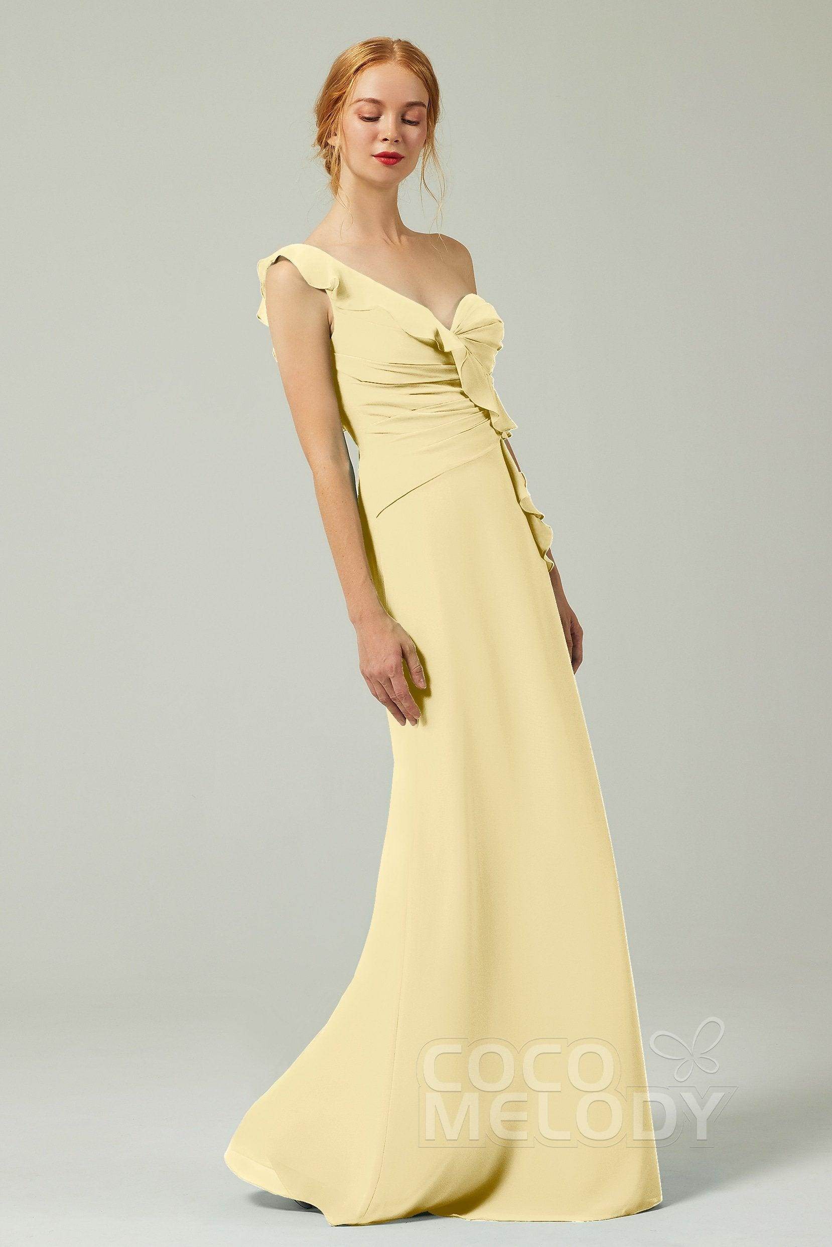 Sheath-Column Floor Length Chiffon Bridesmaid Dress CB0324