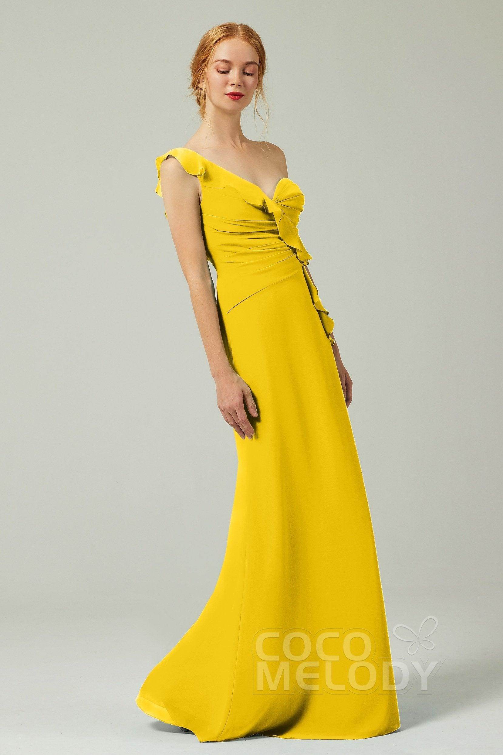 Sheath-Column Floor Length Chiffon Bridesmaid Dress CB0324
