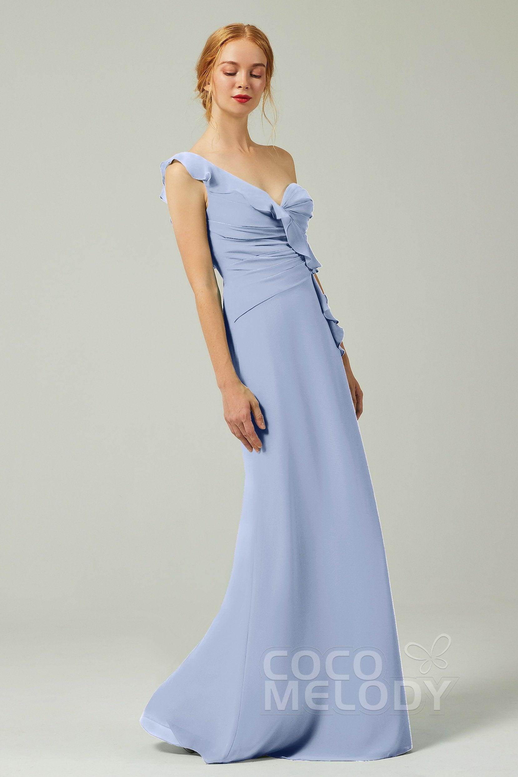 Sheath-Column Floor Length Chiffon Bridesmaid Dress CB0324