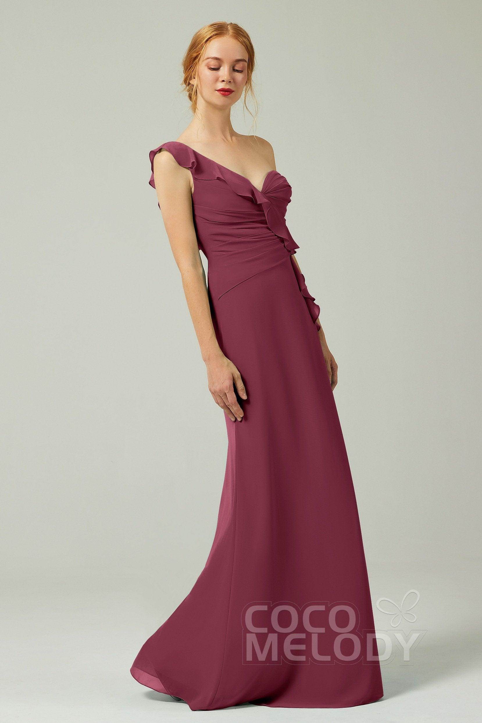 Sheath-Column Floor Length Chiffon Bridesmaid Dress CB0324