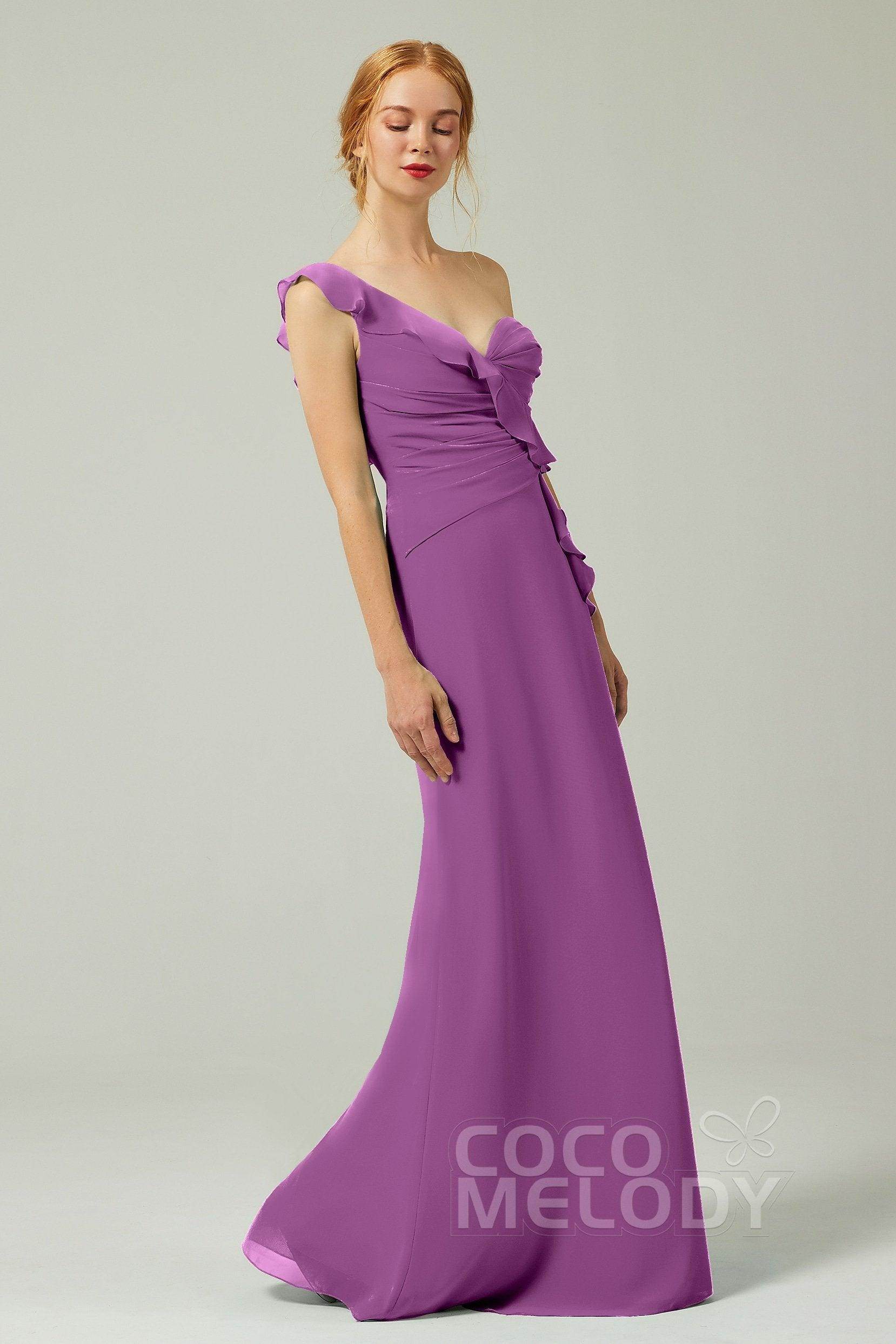 Sheath-Column Floor Length Chiffon Bridesmaid Dress CB0324