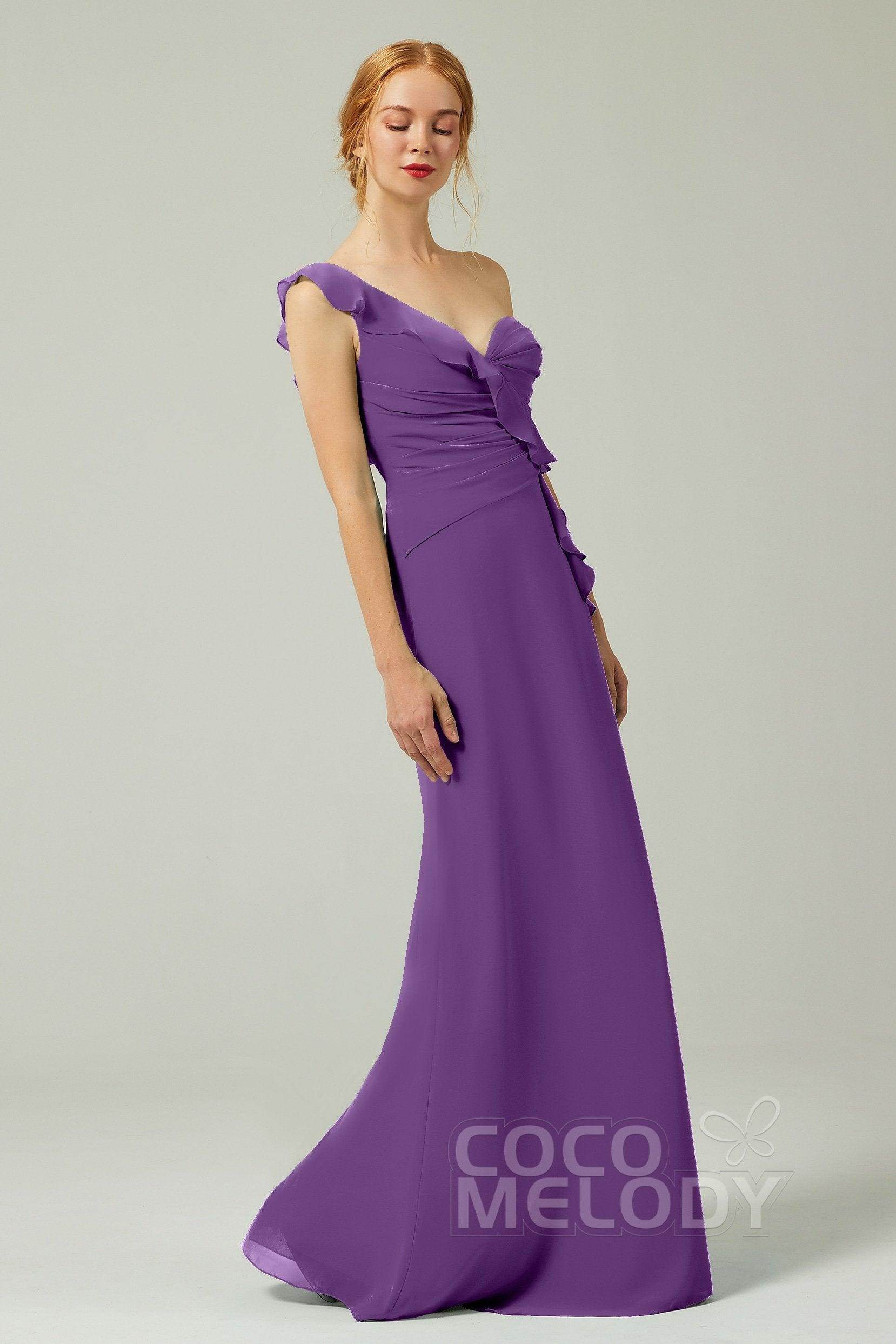Sheath-Column Floor Length Chiffon Bridesmaid Dress CB0324