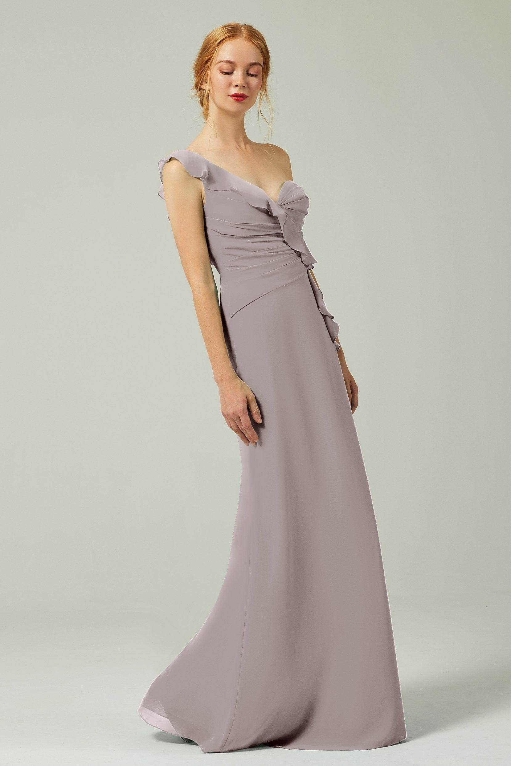 Sheath-Column Floor Length Chiffon Bridesmaid Dress CB0324