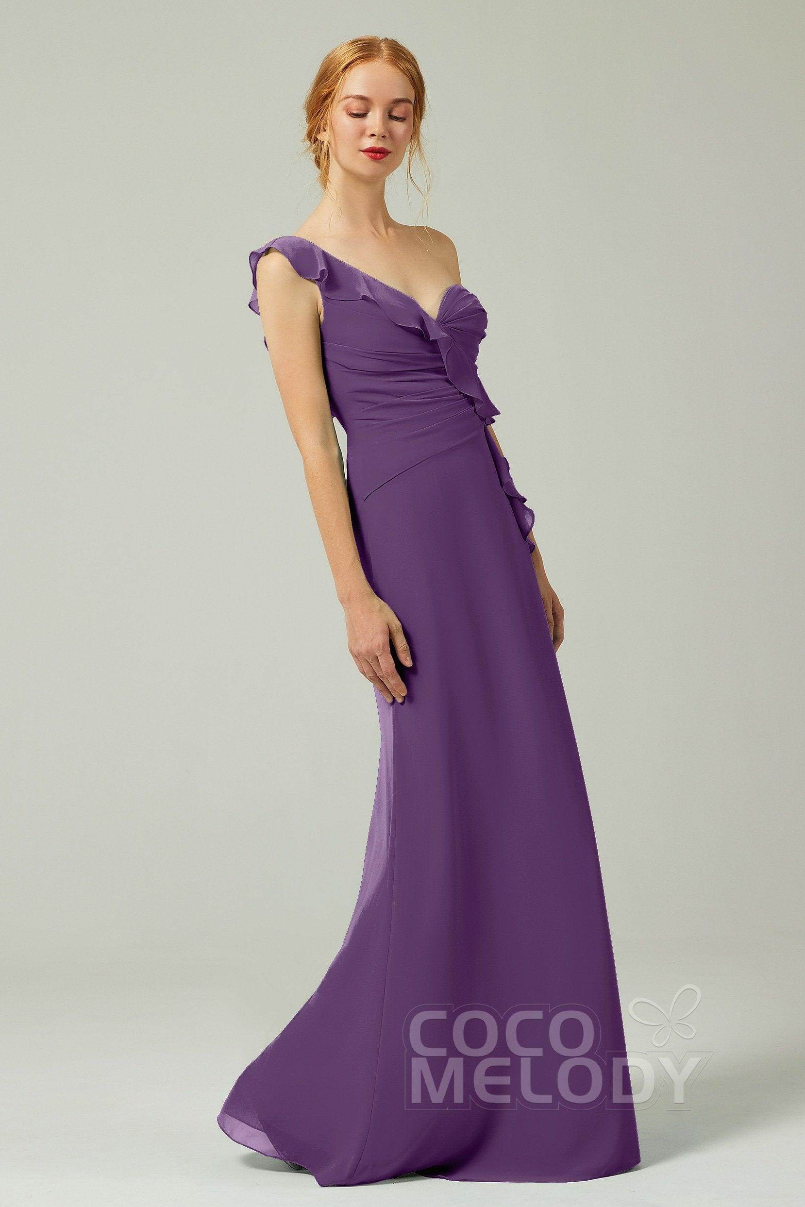 Sheath-Column Floor Length Chiffon Bridesmaid Dress CB0324