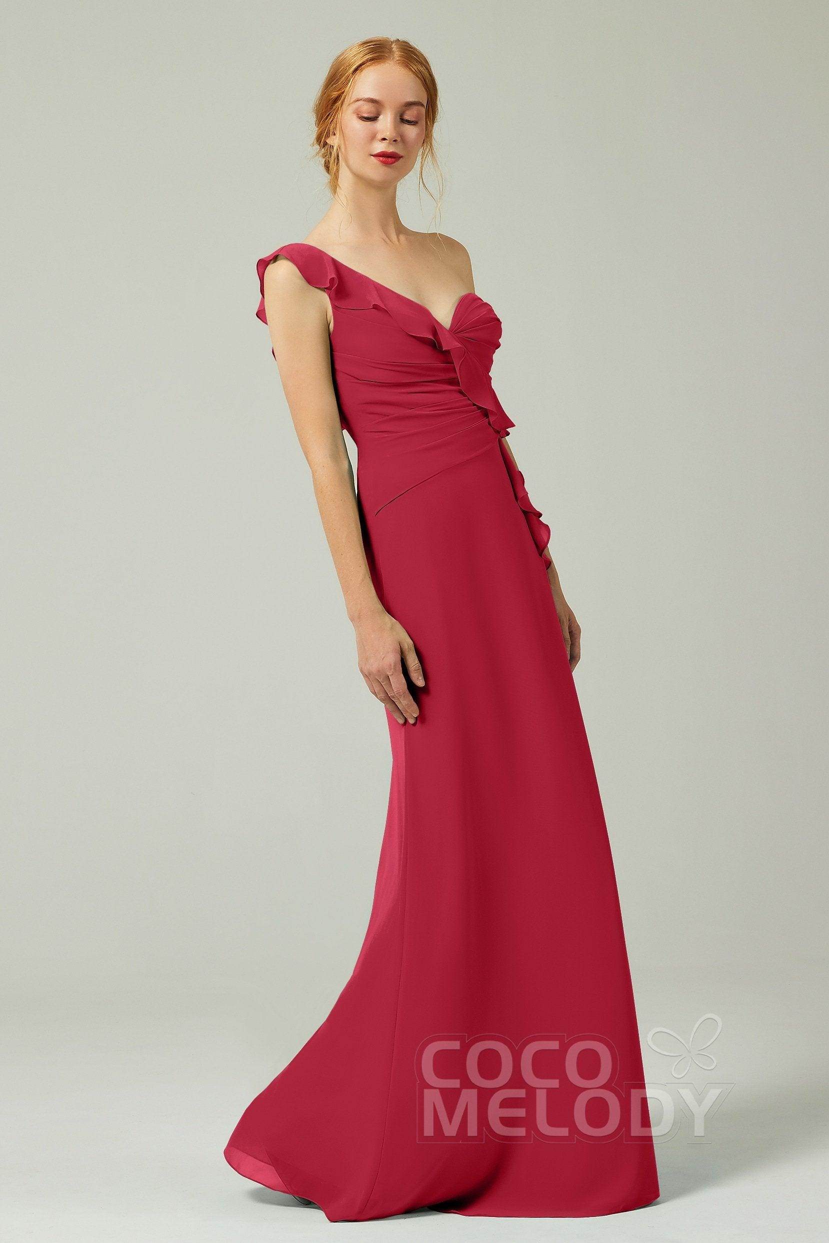 Sheath-Column Floor Length Chiffon Bridesmaid Dress CB0324