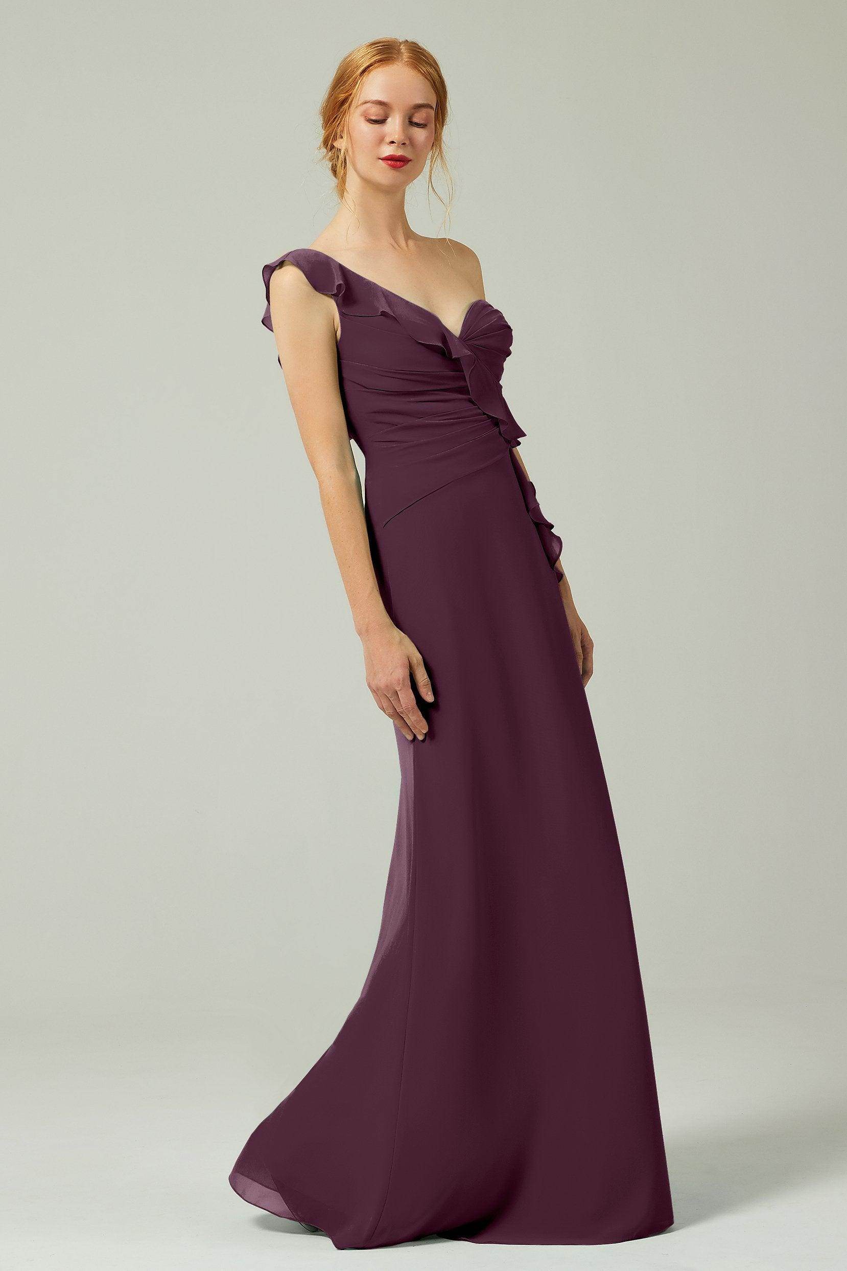 Sheath-Column Floor Length Chiffon Bridesmaid Dress CB0324
