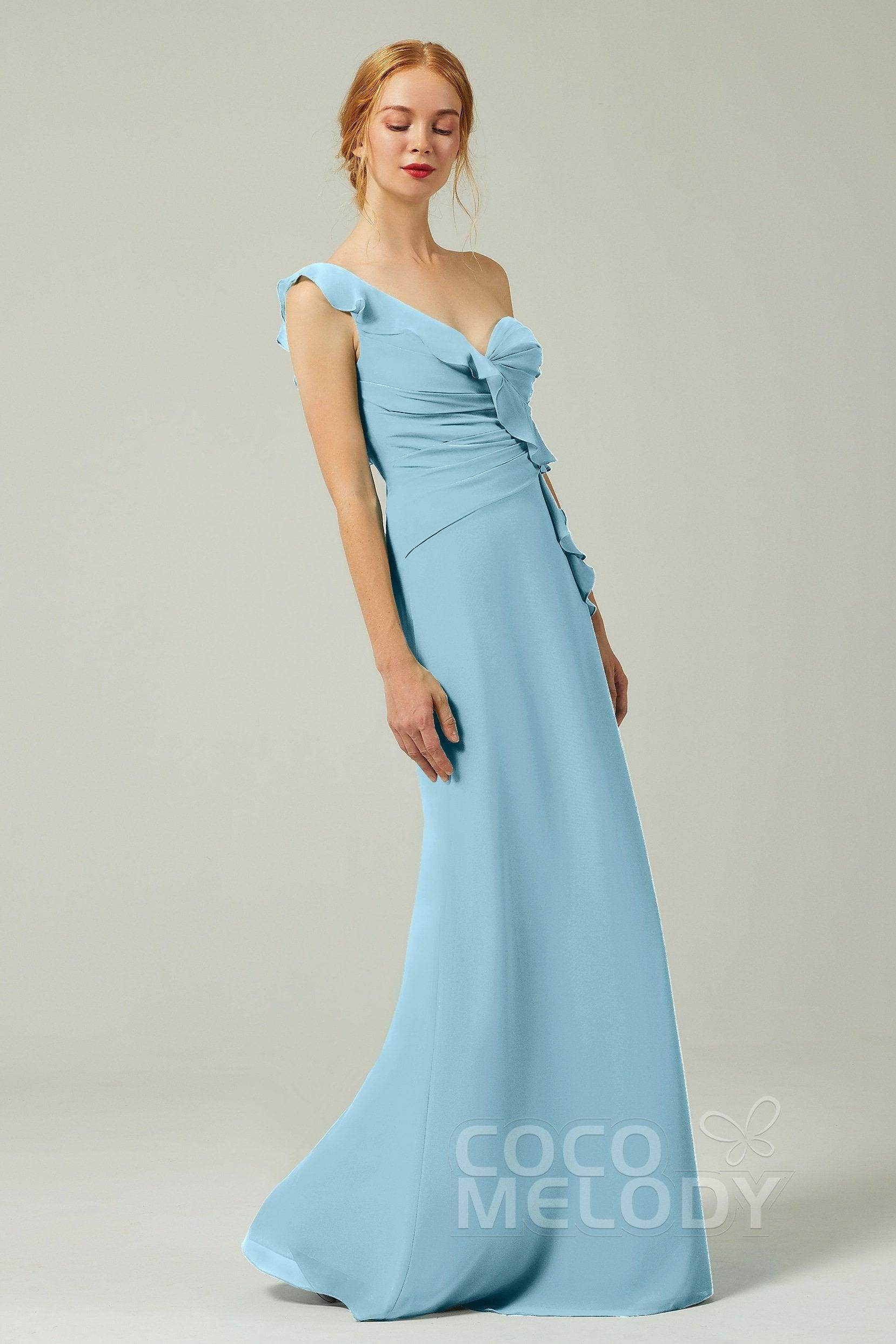 Sheath-Column Floor Length Chiffon Bridesmaid Dress CB0324