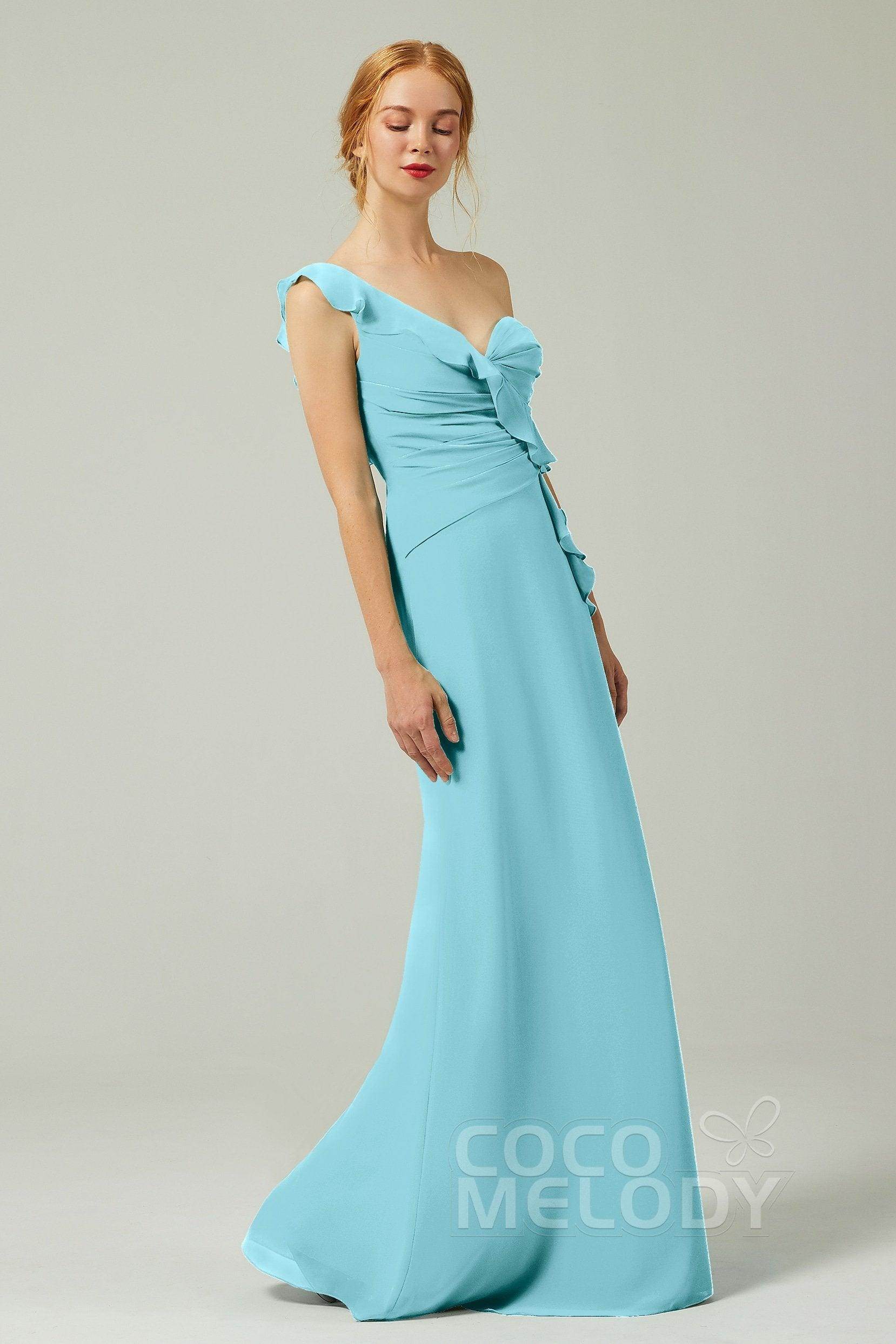 Sheath-Column Floor Length Chiffon Bridesmaid Dress CB0324