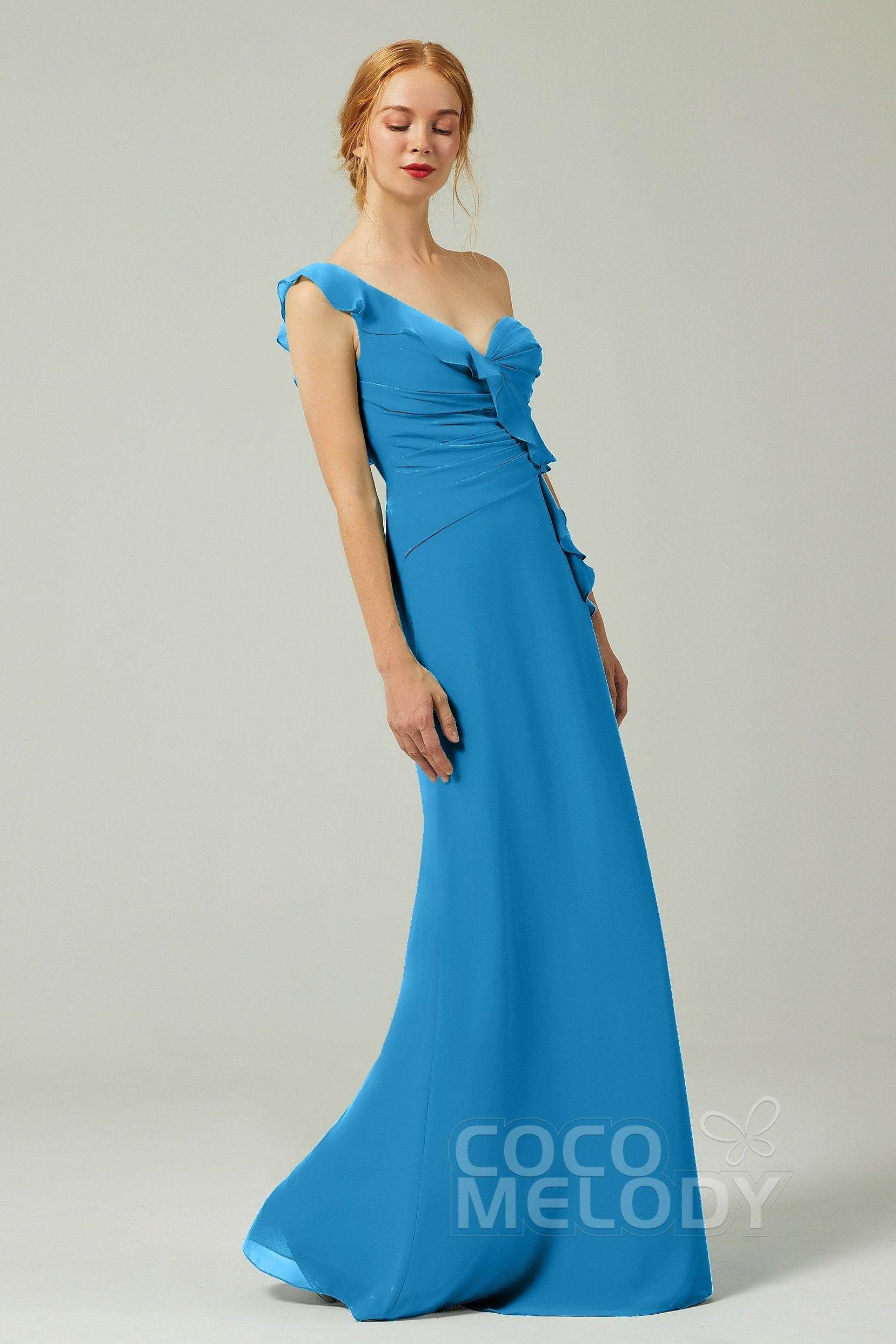 Sheath-Column Floor Length Chiffon Bridesmaid Dress CB0324