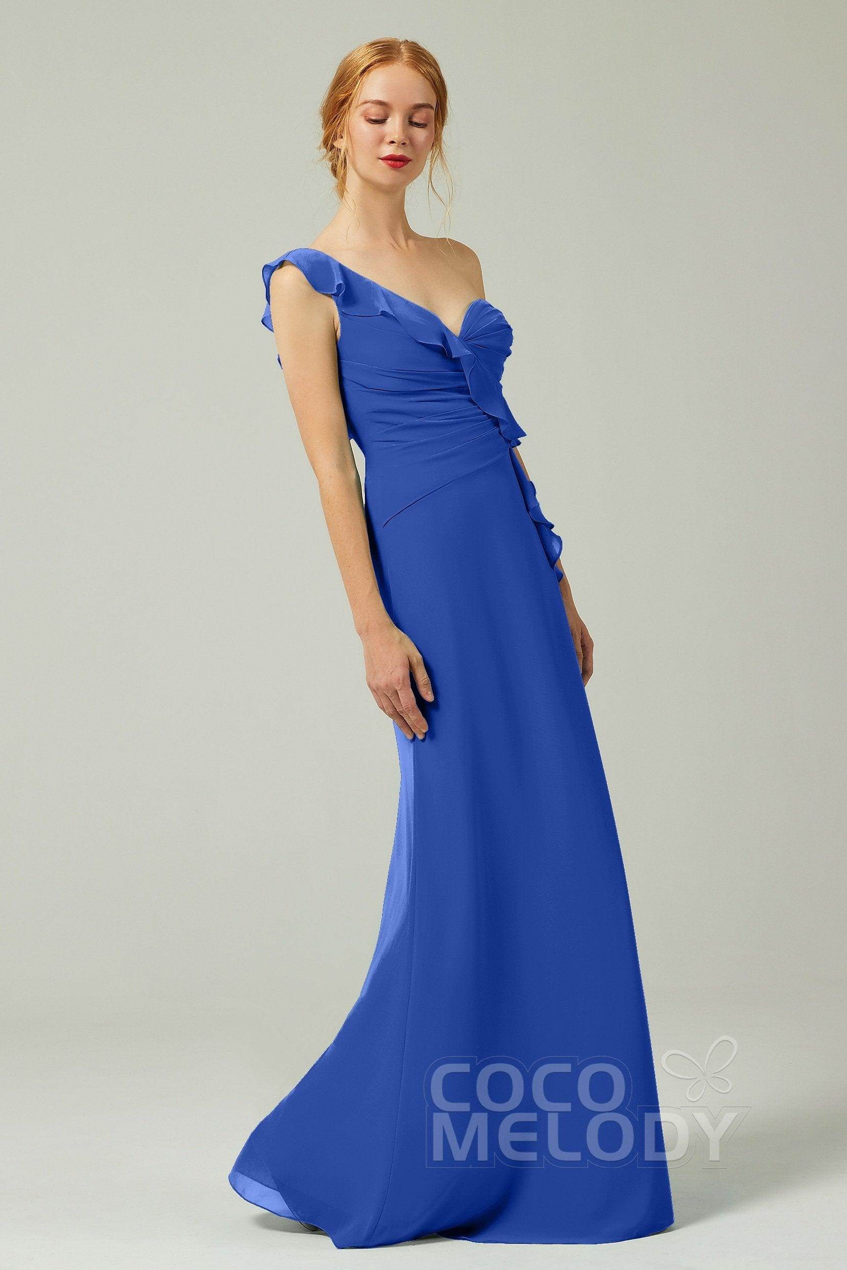 Sheath-Column Floor Length Chiffon Bridesmaid Dress CB0324