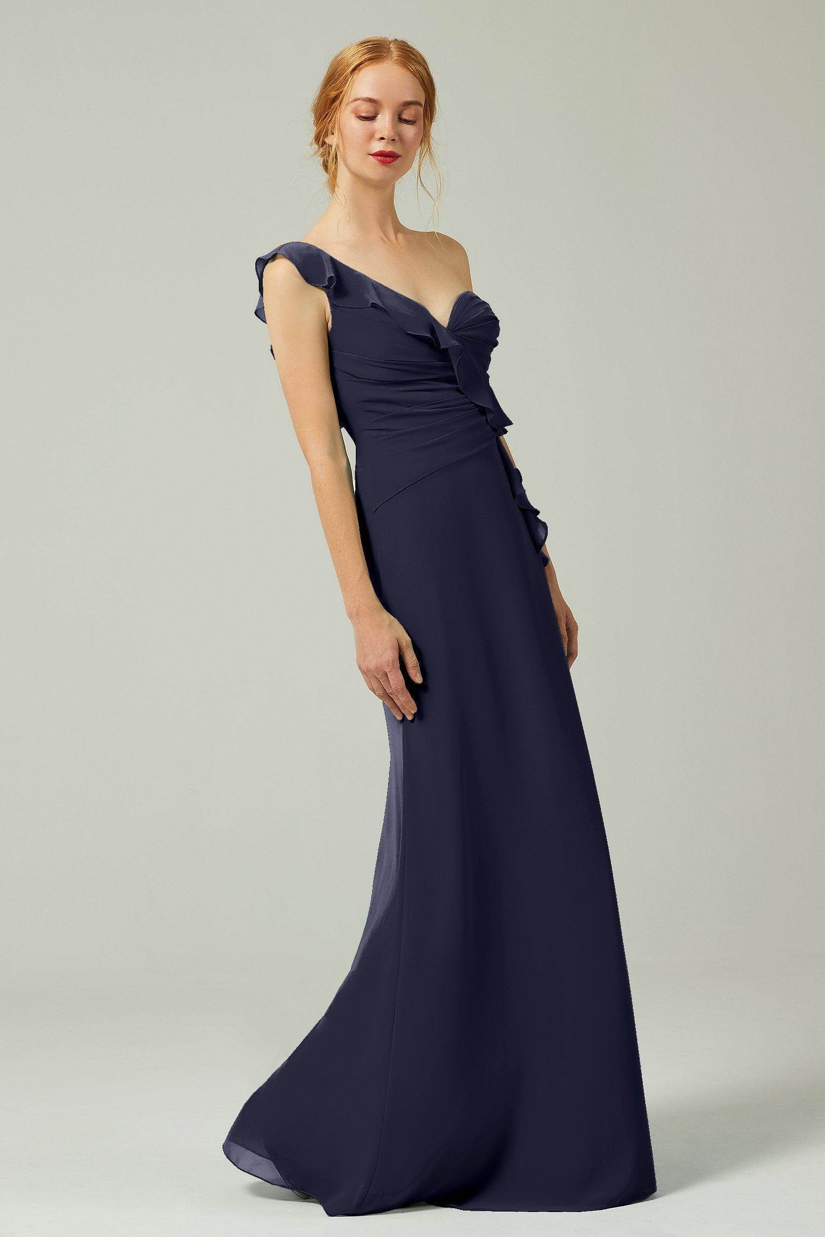 Sheath-Column Floor Length Chiffon Bridesmaid Dress CB0324
