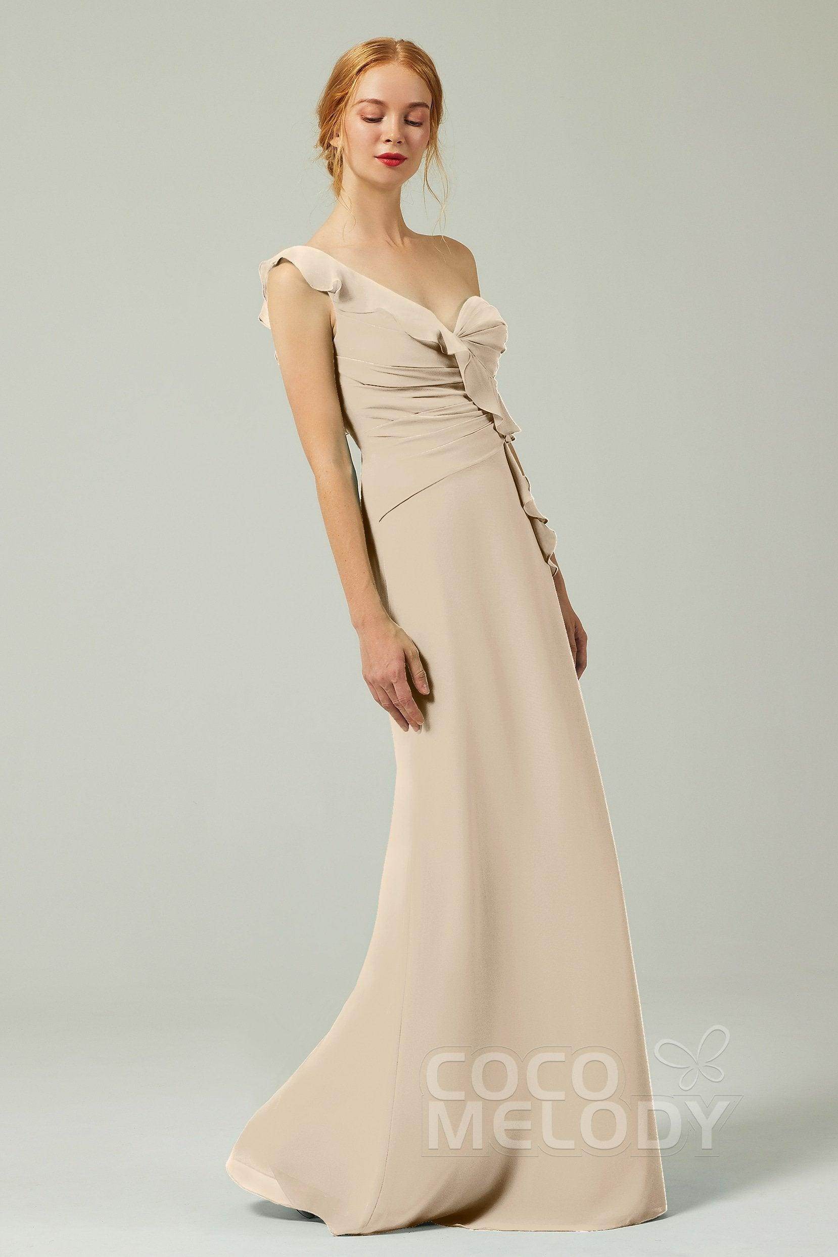 Sheath-Column Floor Length Chiffon Bridesmaid Dress CB0324