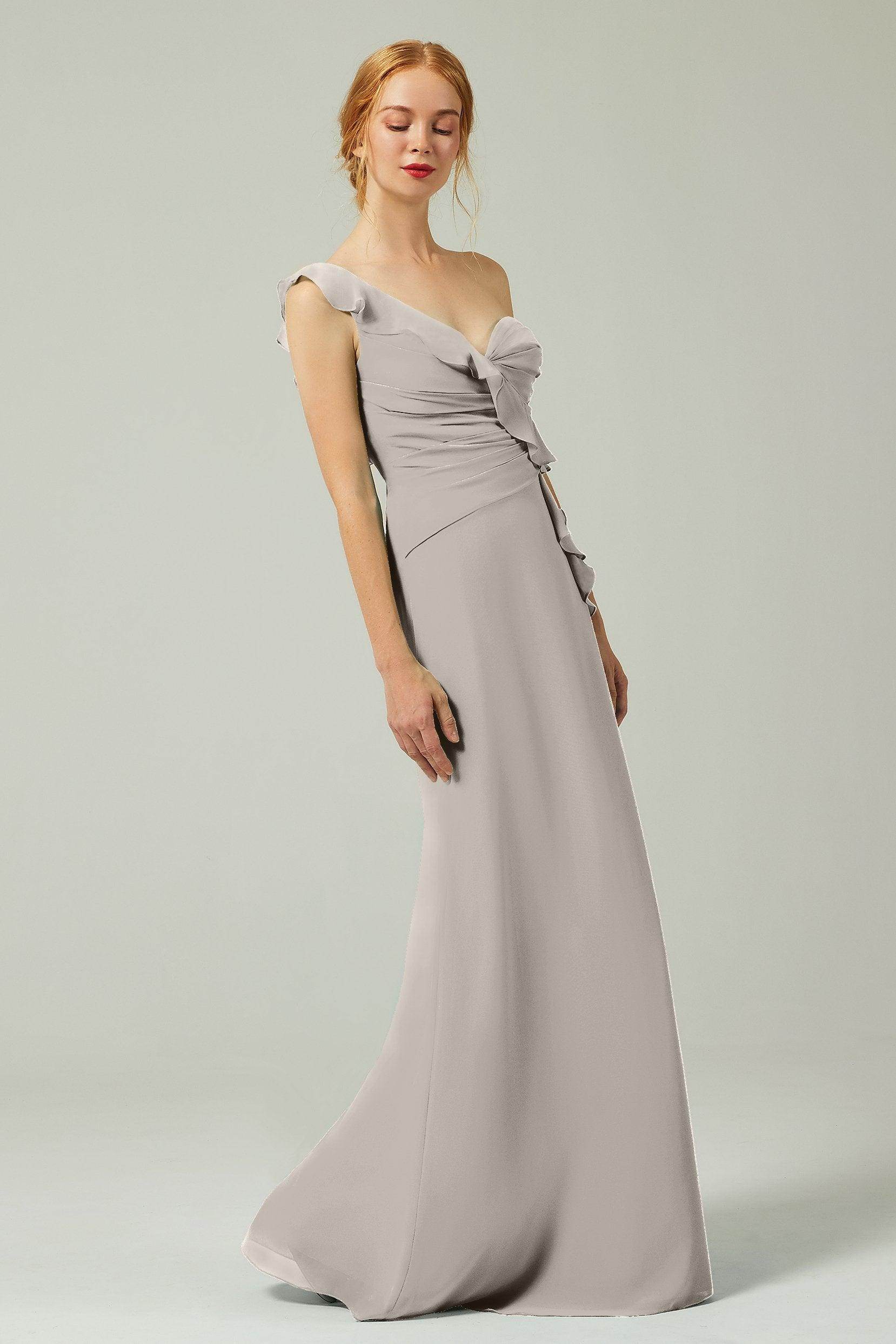 Sheath-Column Floor Length Chiffon Bridesmaid Dress CB0324