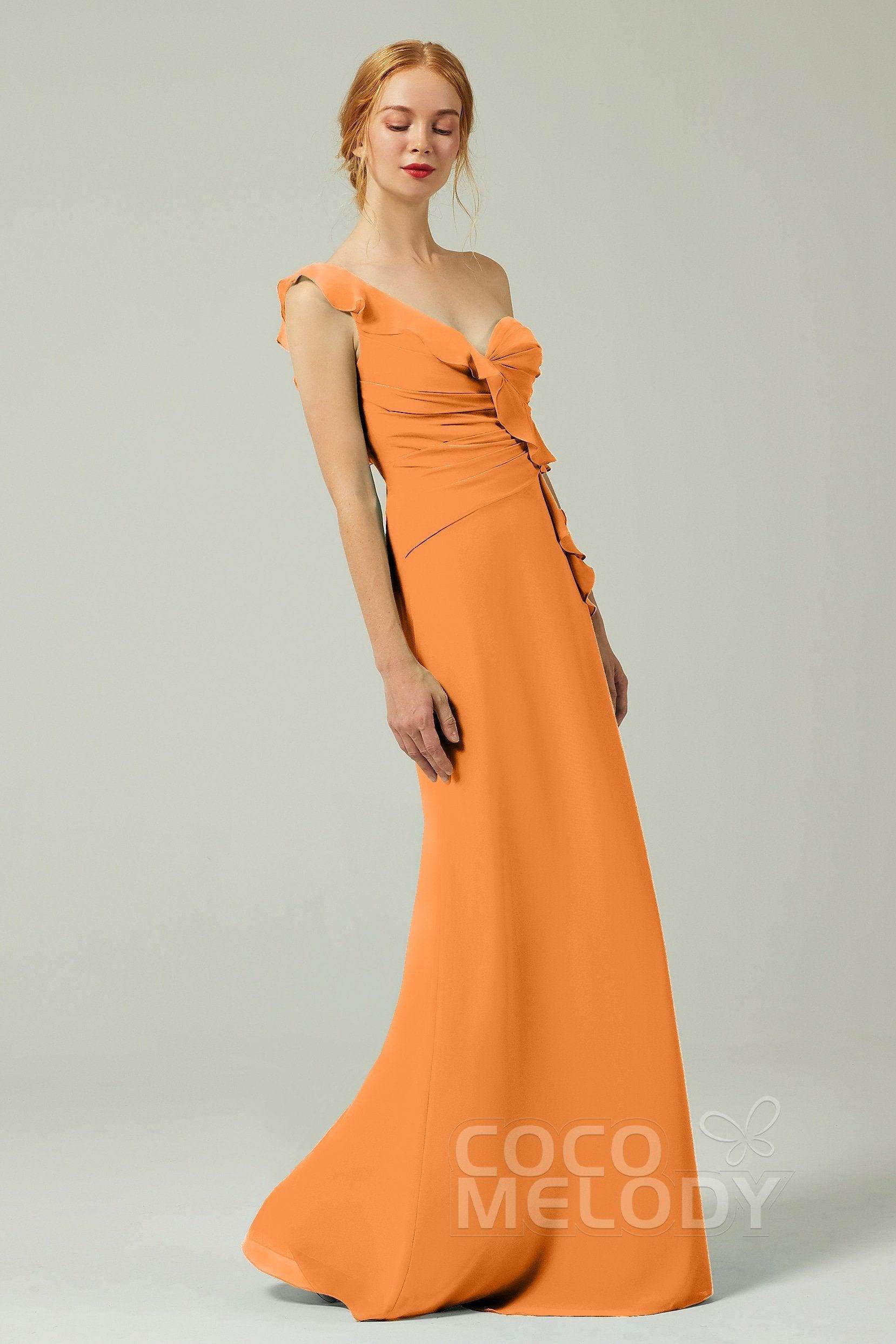 Sheath-Column Floor Length Chiffon Bridesmaid Dress CB0324