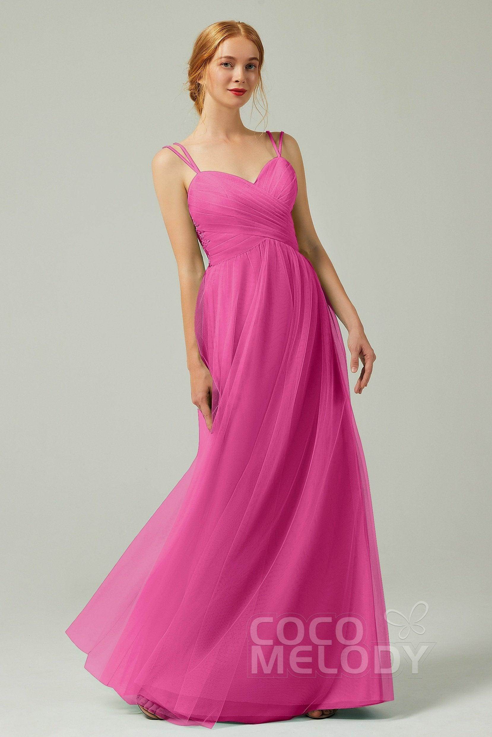 A-Line Floor Length Tulle Bridesmaid Dress CB0325