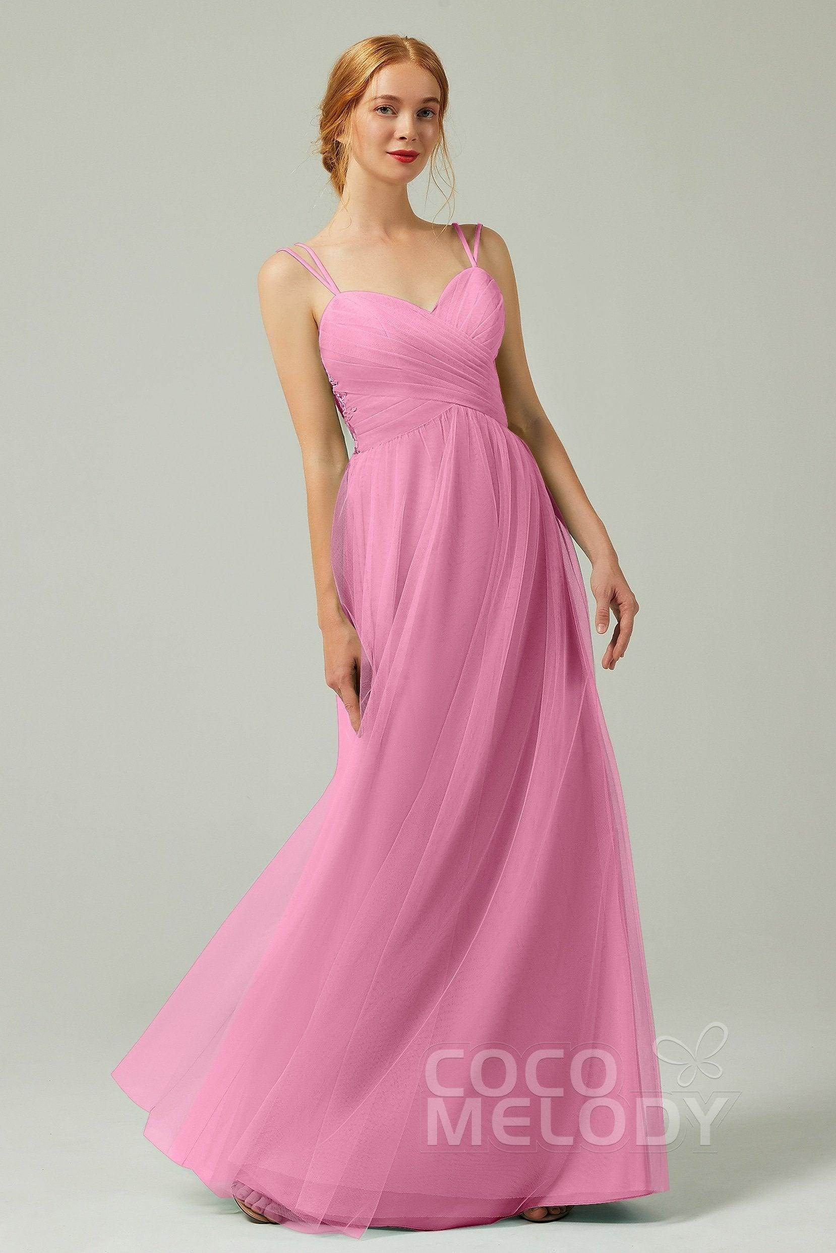 A-Line Floor Length Tulle Bridesmaid Dress CB0325