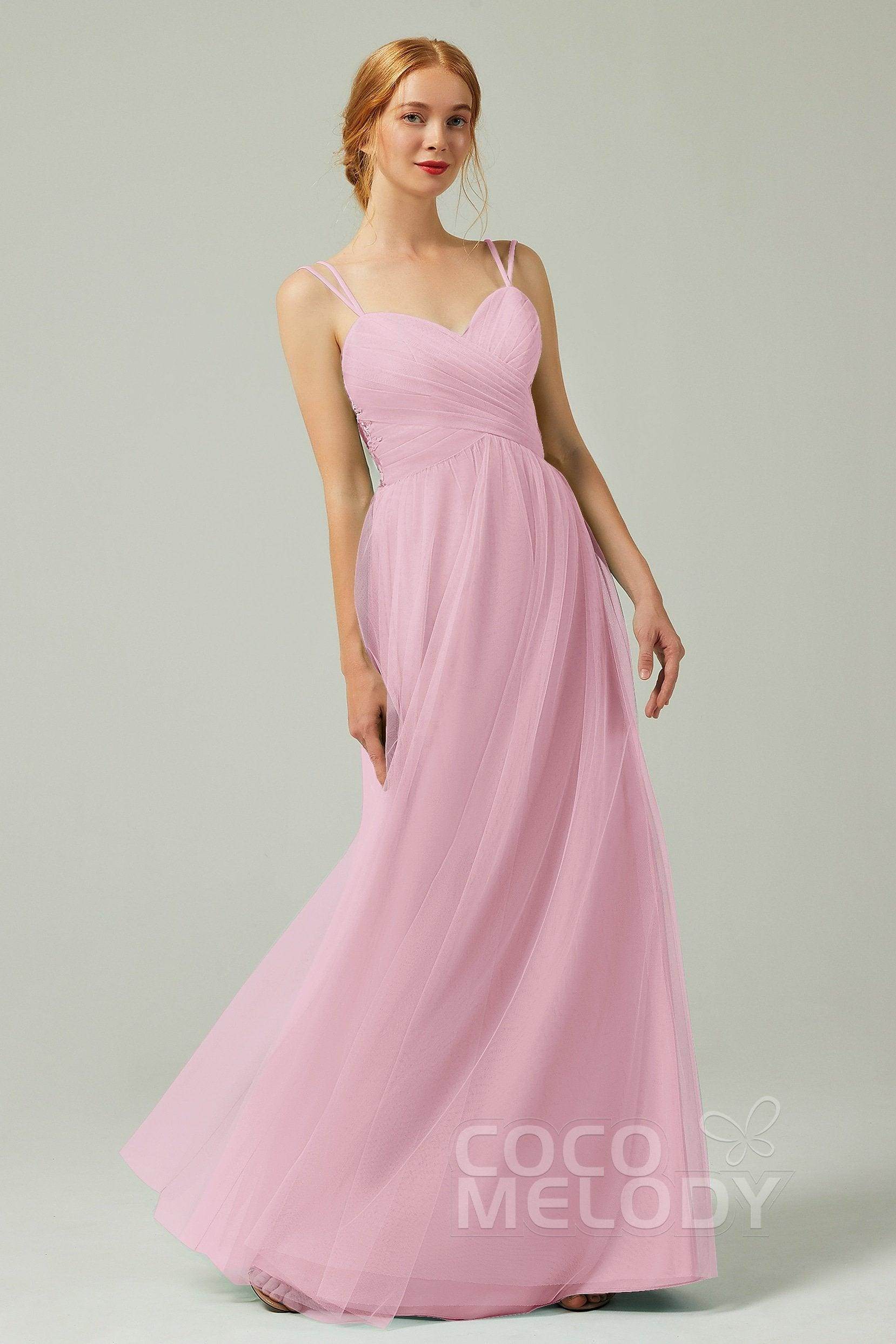 A-Line Floor Length Tulle Bridesmaid Dress CB0325