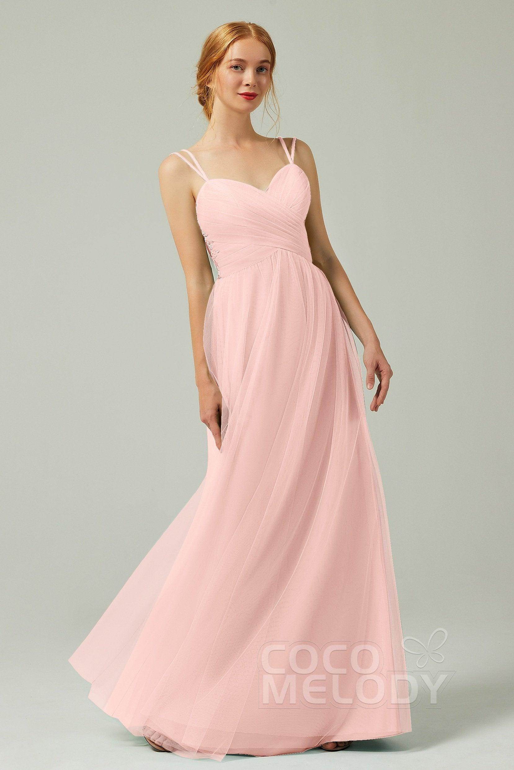 A-Line Floor Length Tulle Bridesmaid Dress CB0325