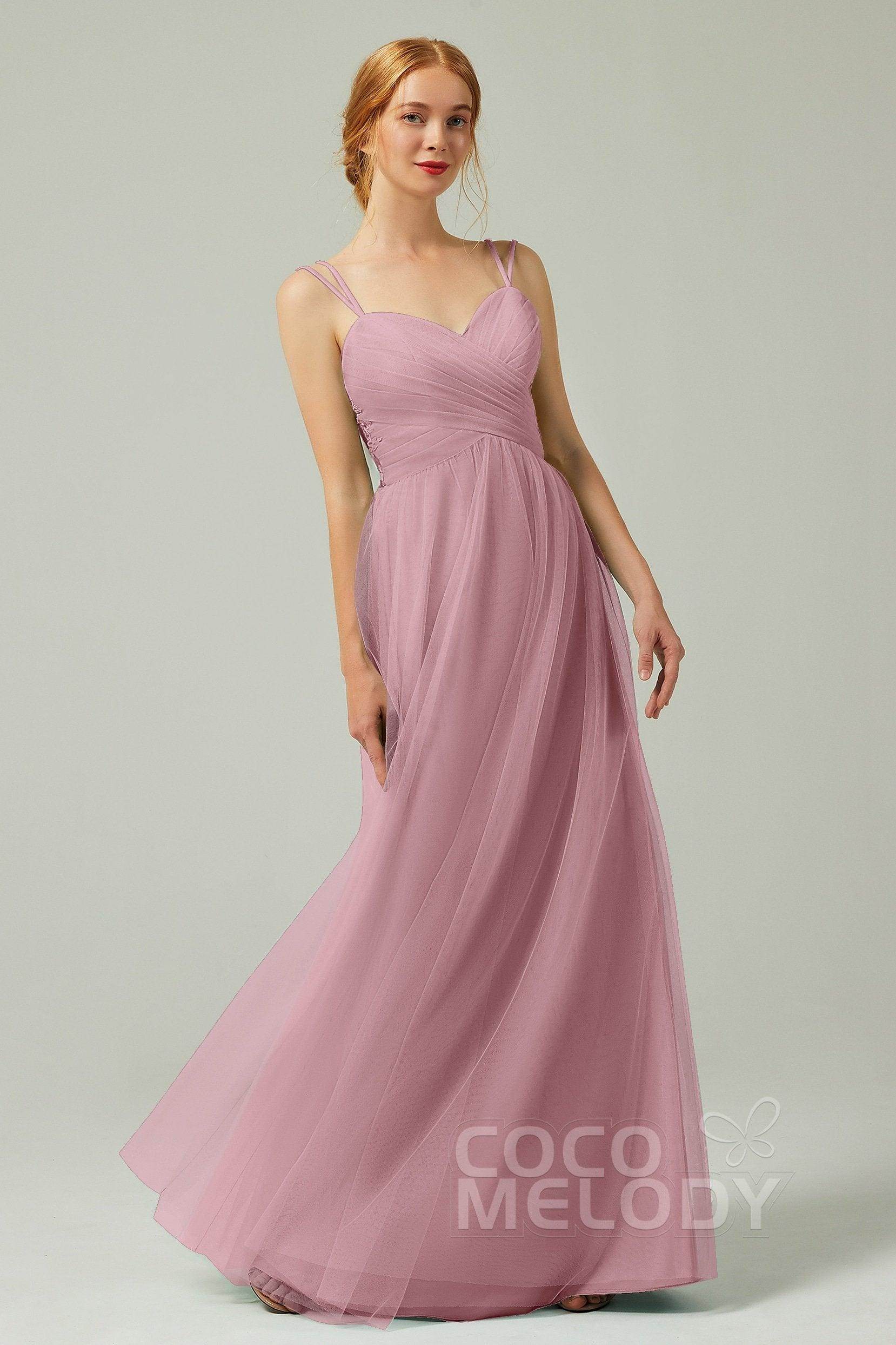 A-Line Floor Length Tulle Bridesmaid Dress CB0325