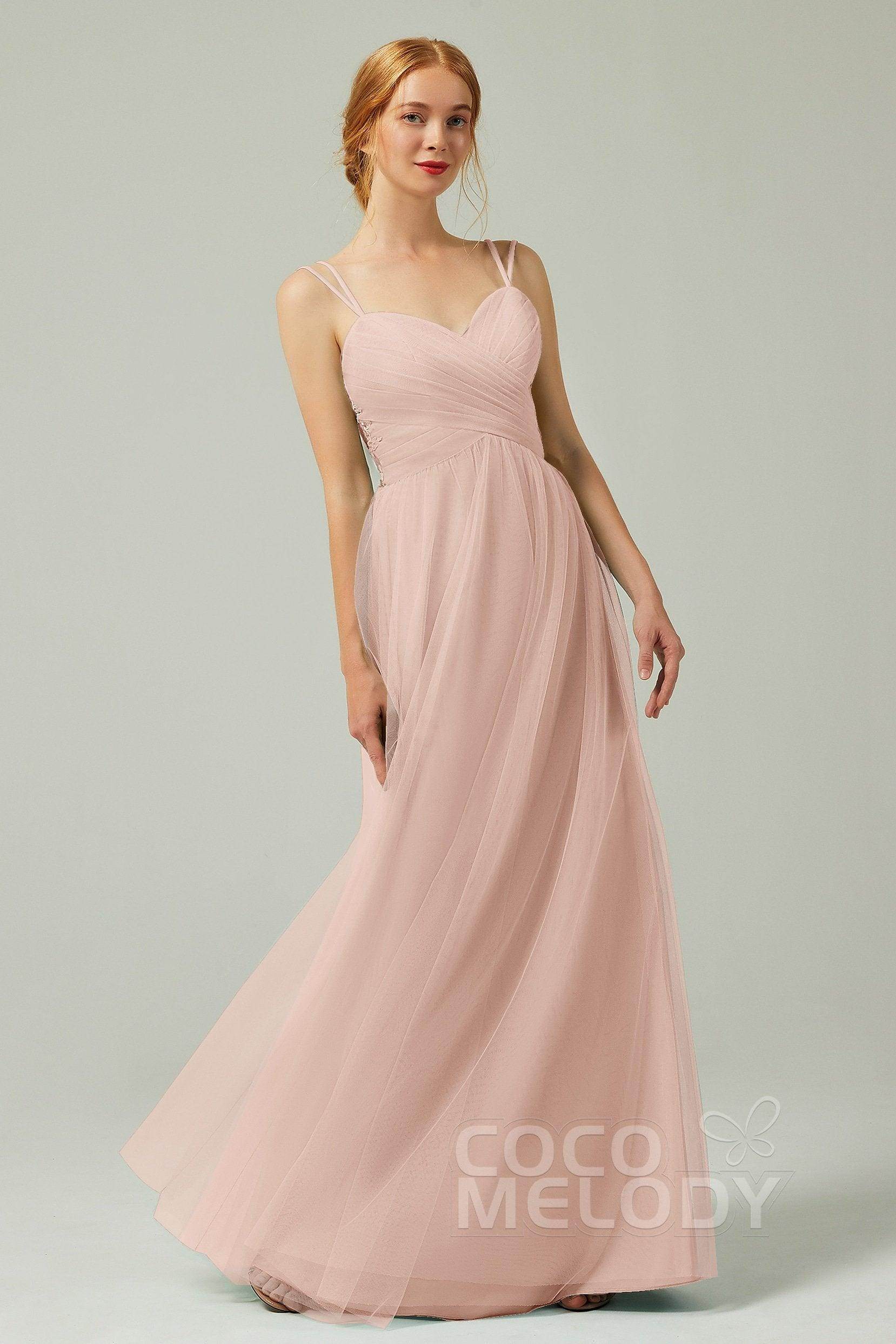 A-Line Floor Length Tulle Bridesmaid Dress CB0325
