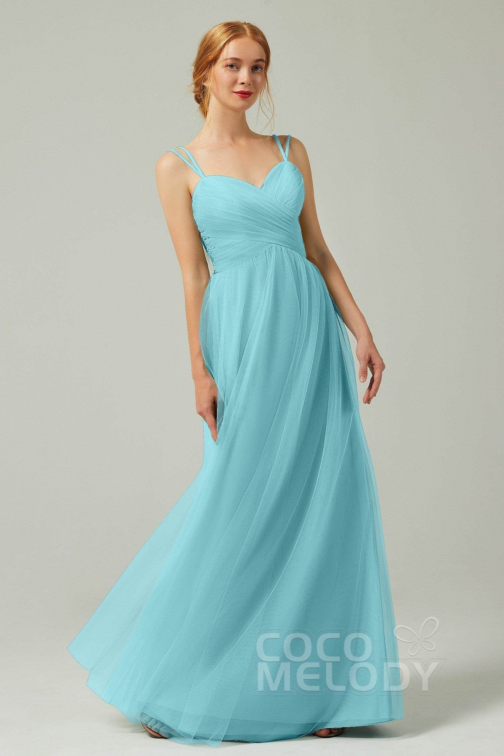 A-Line Floor Length Tulle Bridesmaid Dress CB0325