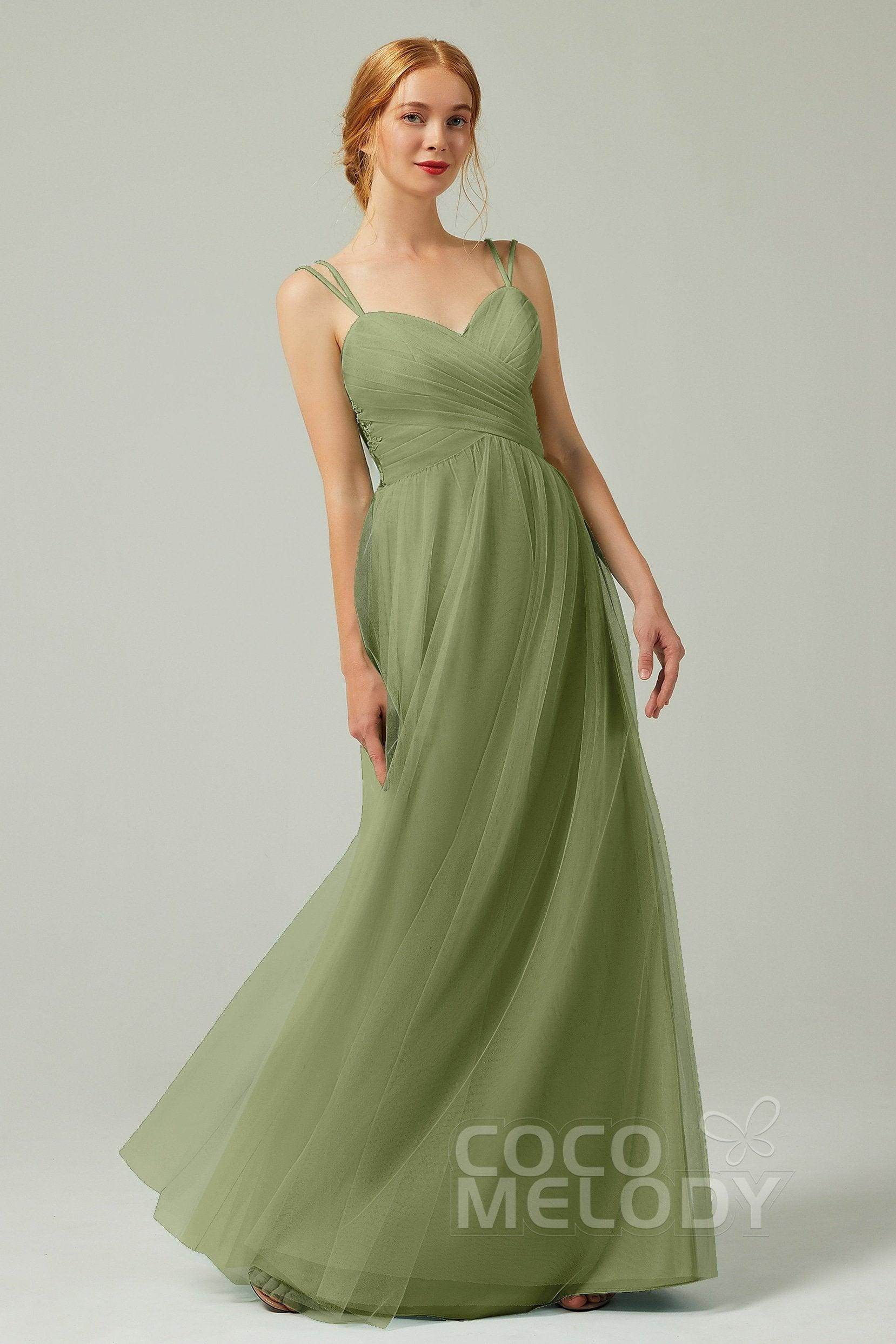 A-Line Floor Length Tulle Bridesmaid Dress CB0325