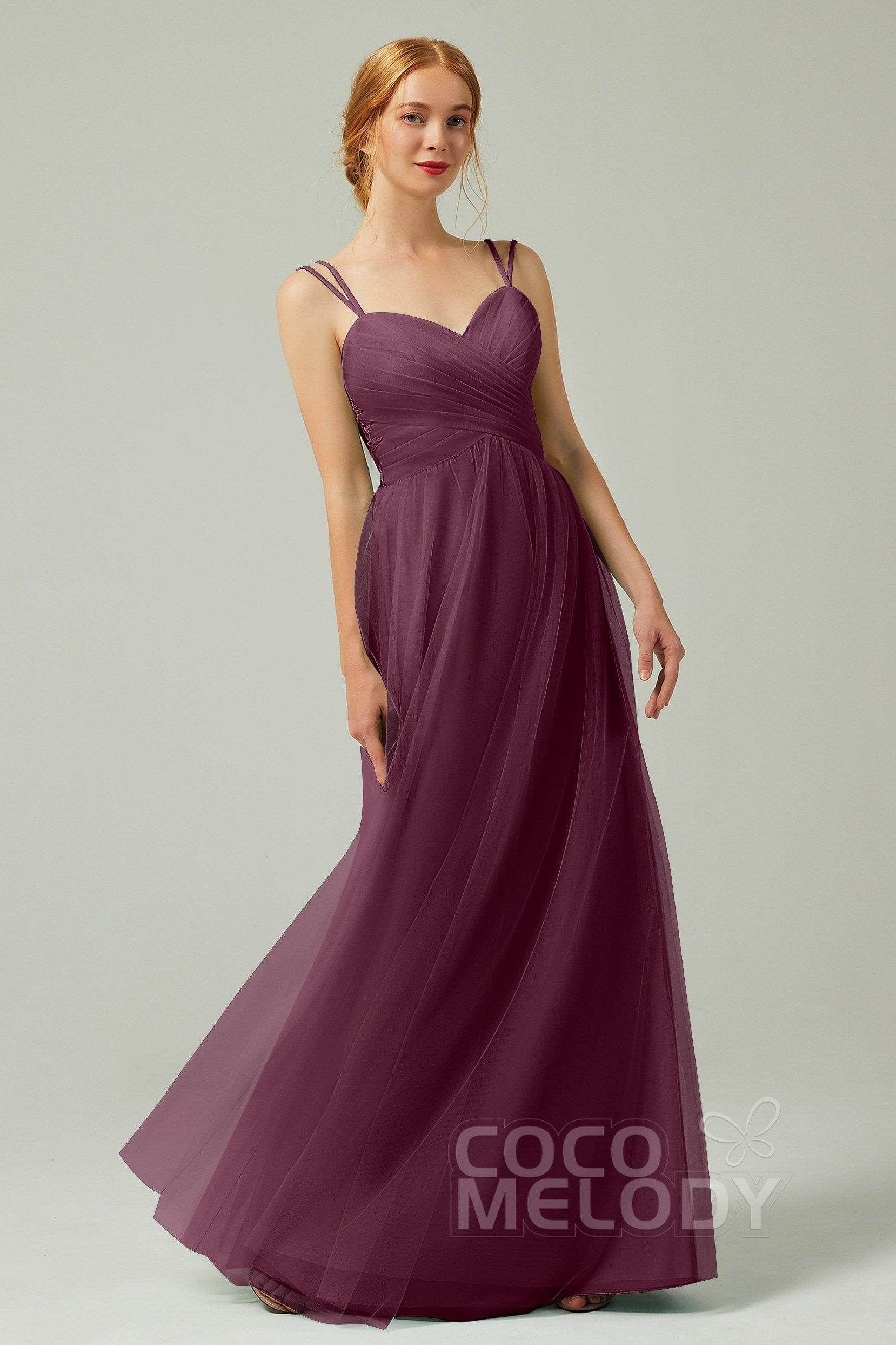 A-Line Floor Length Tulle Bridesmaid Dress CB0325
