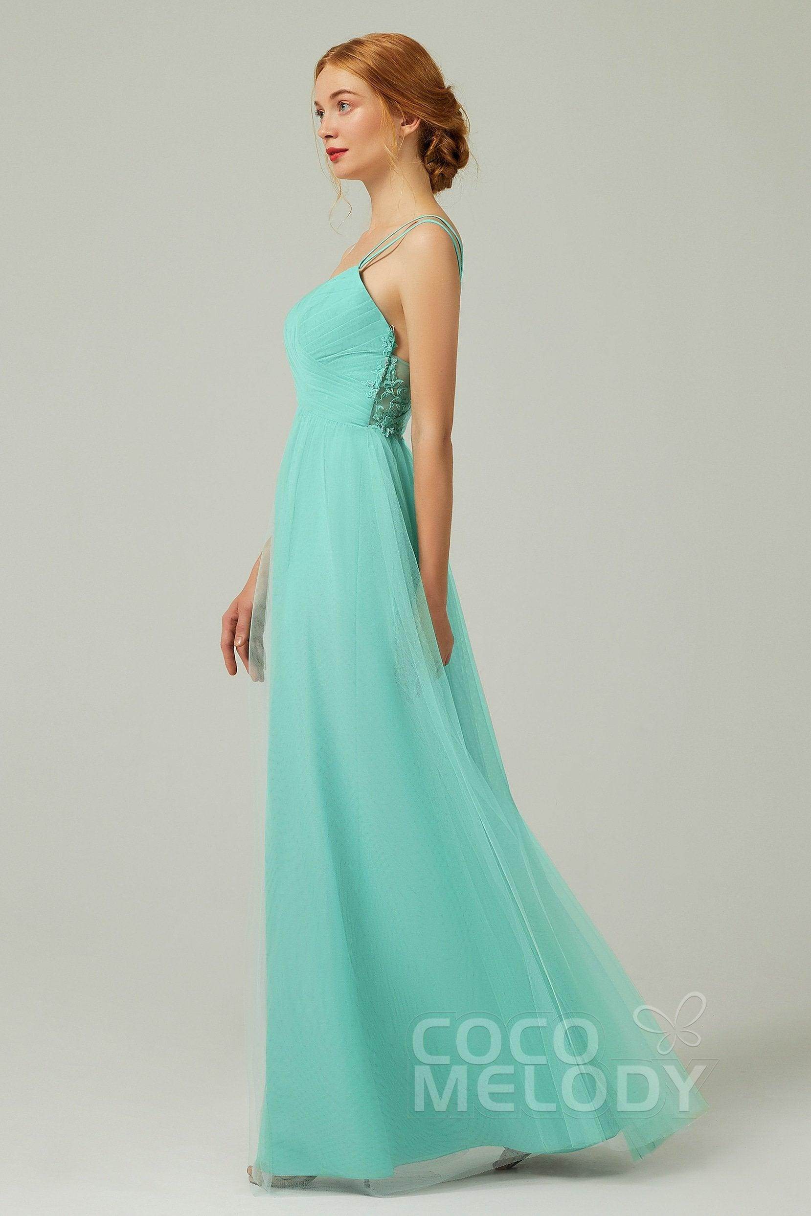 A-Line Floor Length Tulle Bridesmaid Dress CB0325