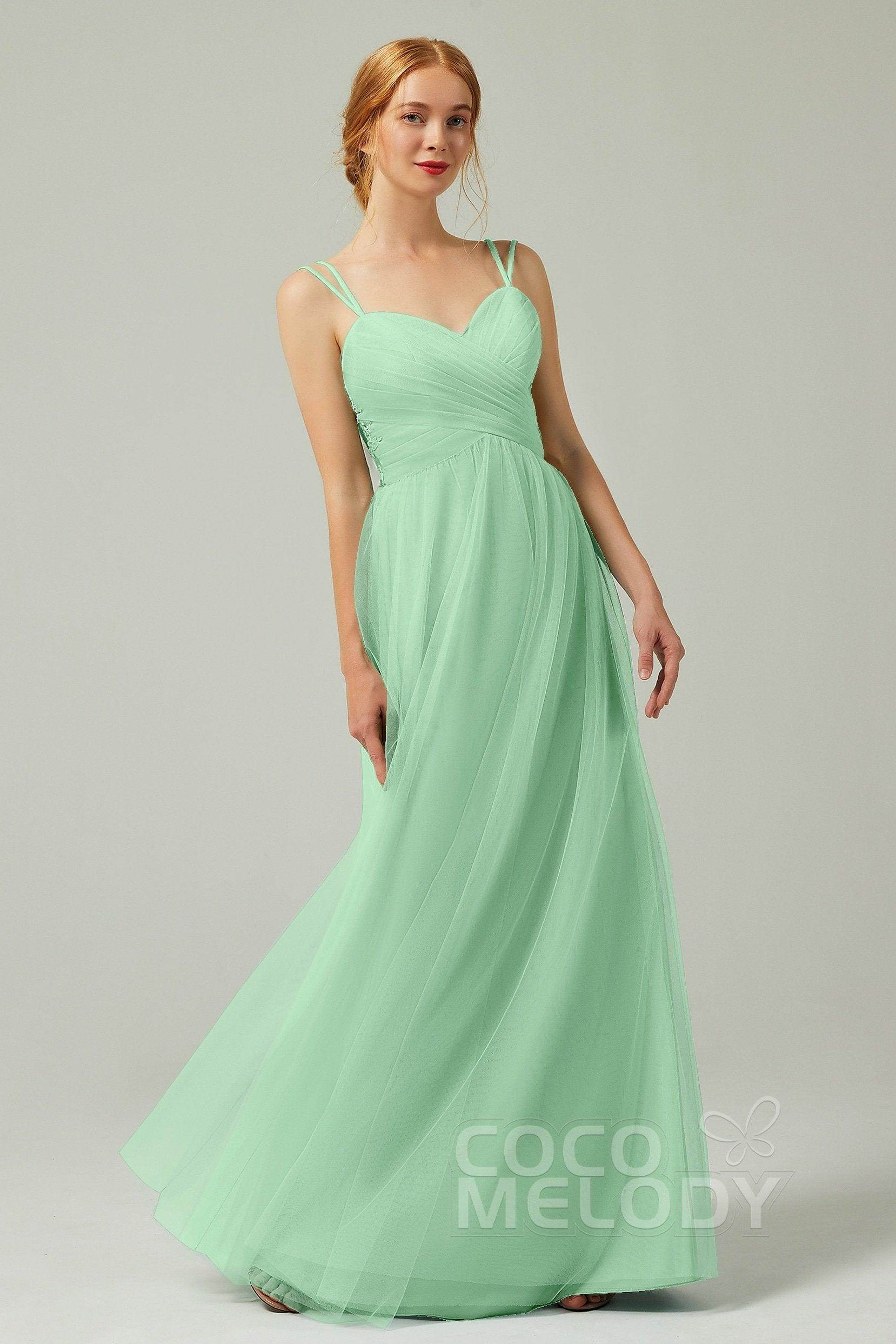 A-Line Floor Length Tulle Bridesmaid Dress CB0325