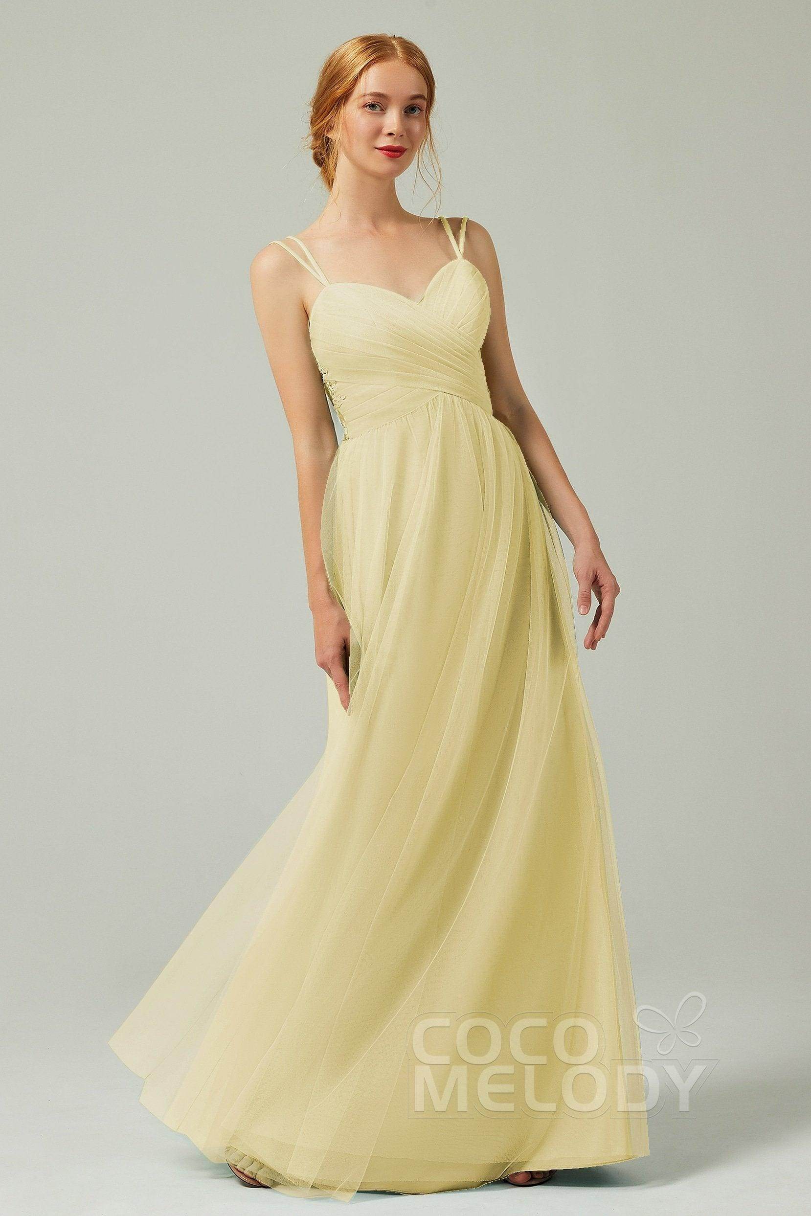 A-Line Floor Length Tulle Bridesmaid Dress CB0325